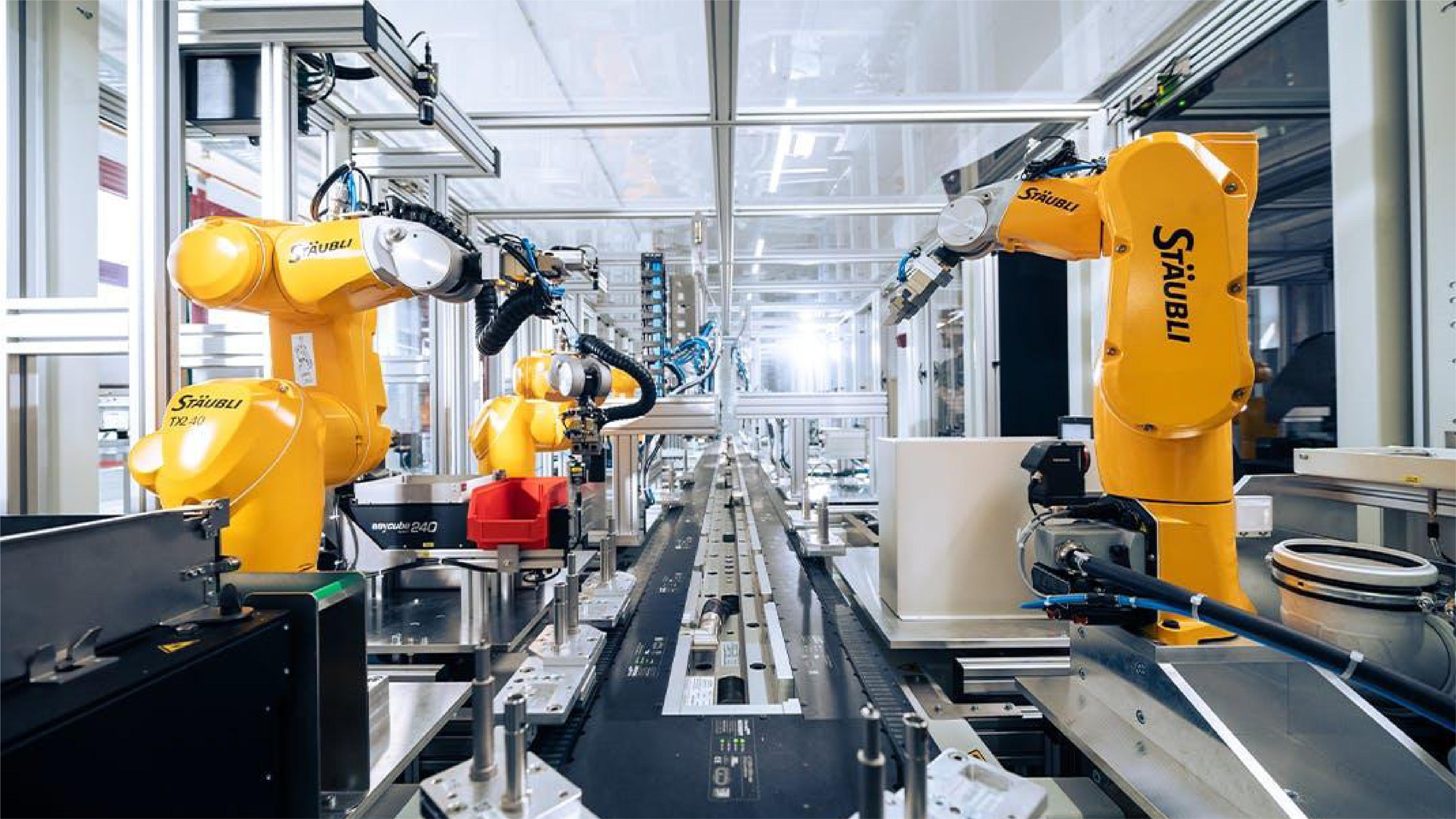 Robots working in a factory.