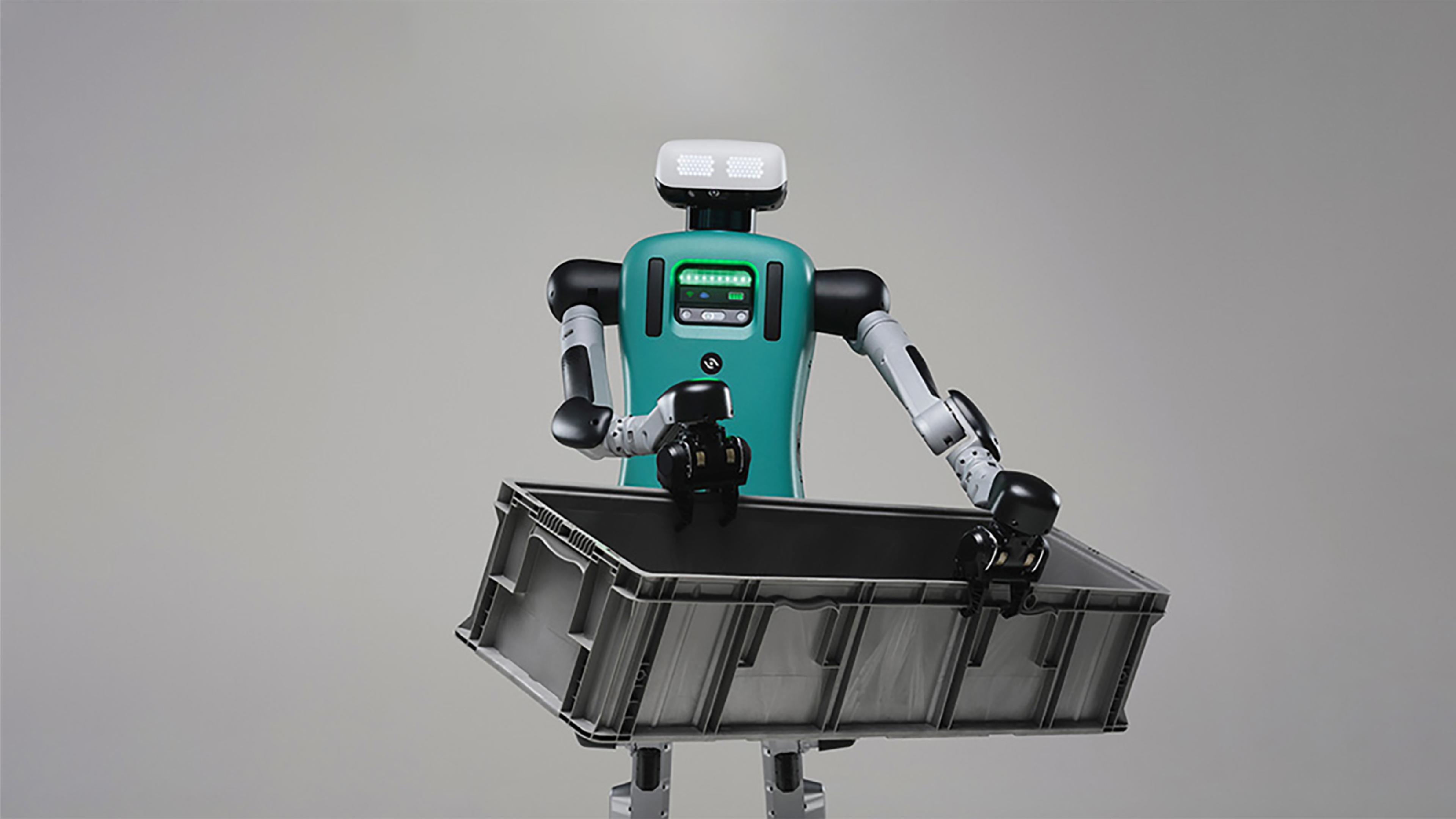 Agility Robotics’ humanoid robot carries a large plastic tote.
