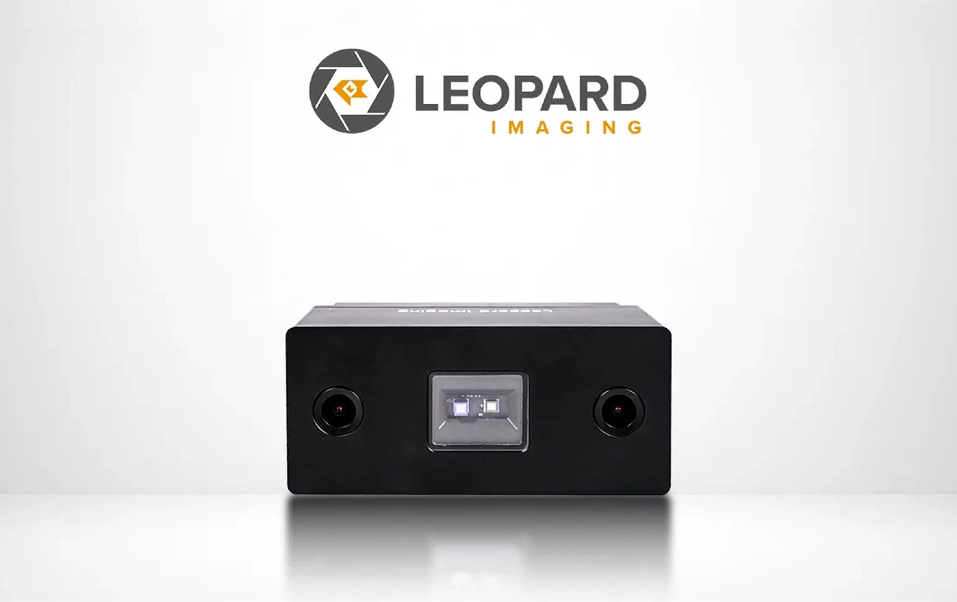 Leopard Imaging 3D perception sensor with two camera lenses and a central depth-sensing module.