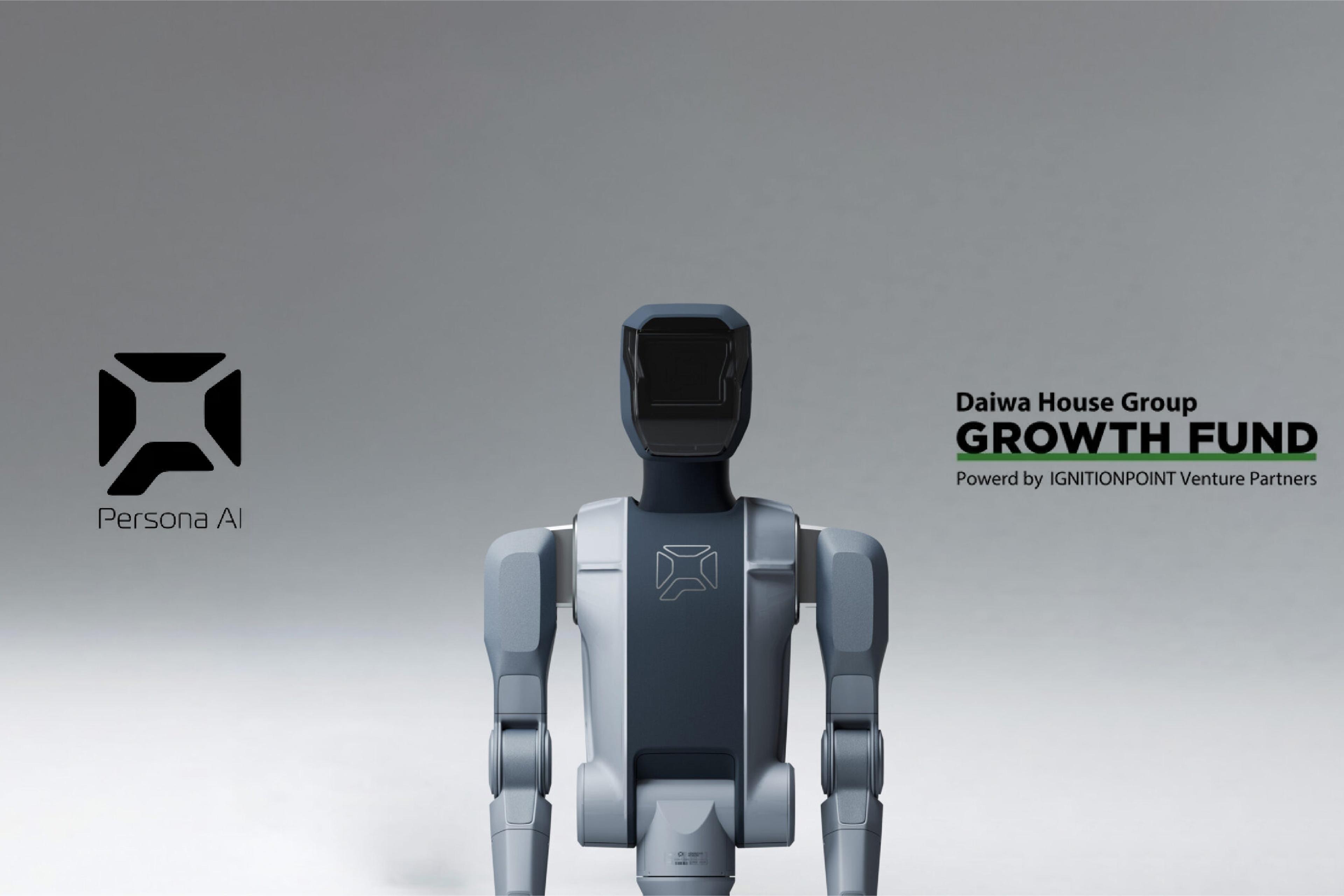 Persona AI humanoid robot shown between the Persona AI and Daiwa House Group Growth Fund logos.