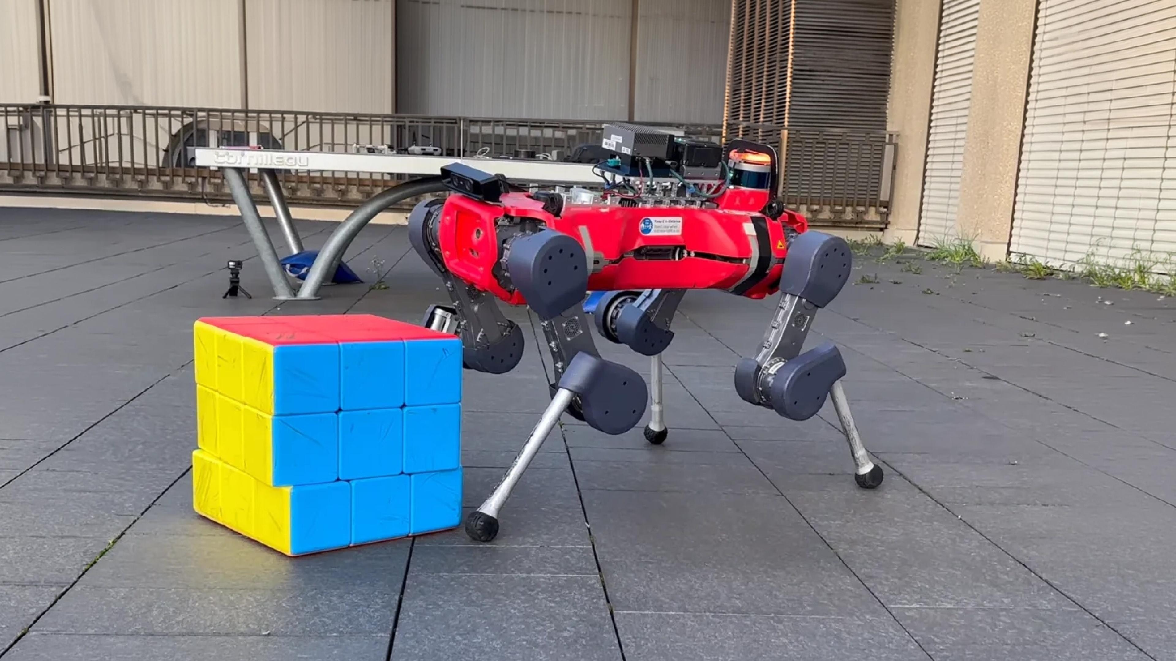 Quadruped Solves Giant Rubik’s Cube Using Only Its Feet