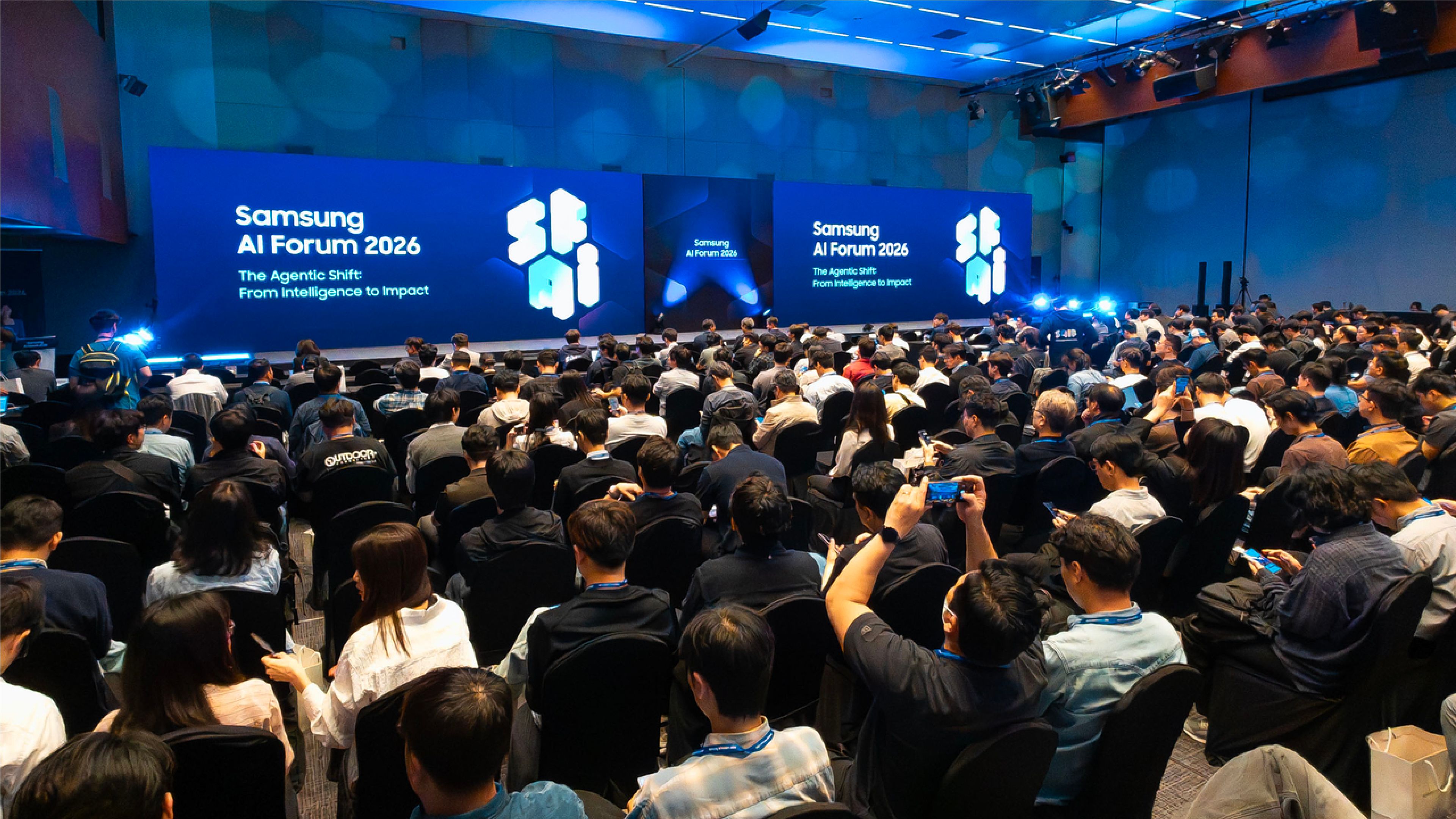 Attendees gather at Samsung AI Forum 2026 in Seoul, where Samsung discussed physical AI, robotics and agentic AI.