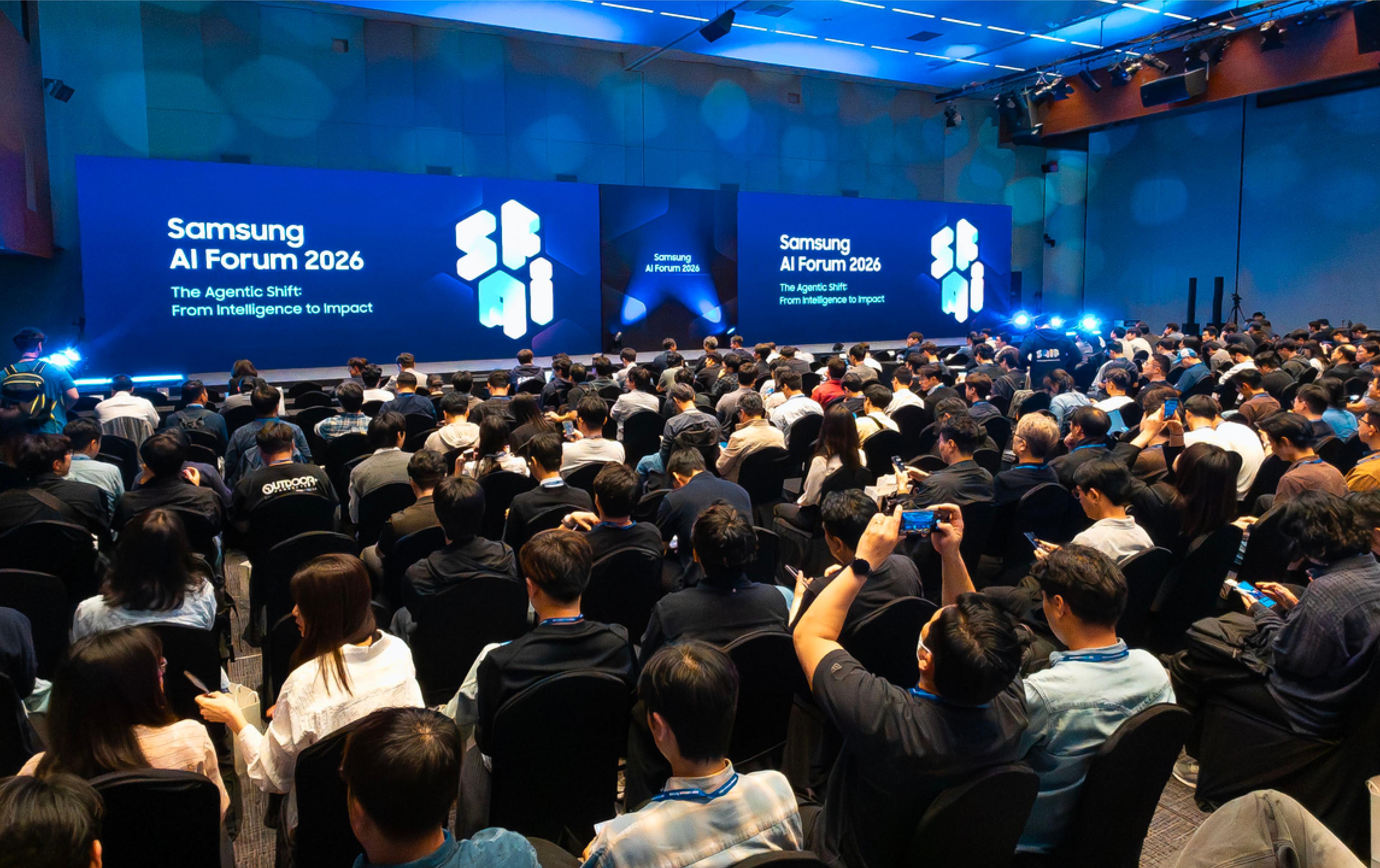 Attendees gather at Samsung AI Forum 2026 in Seoul, where Samsung discussed physical AI, robotics and agentic AI.