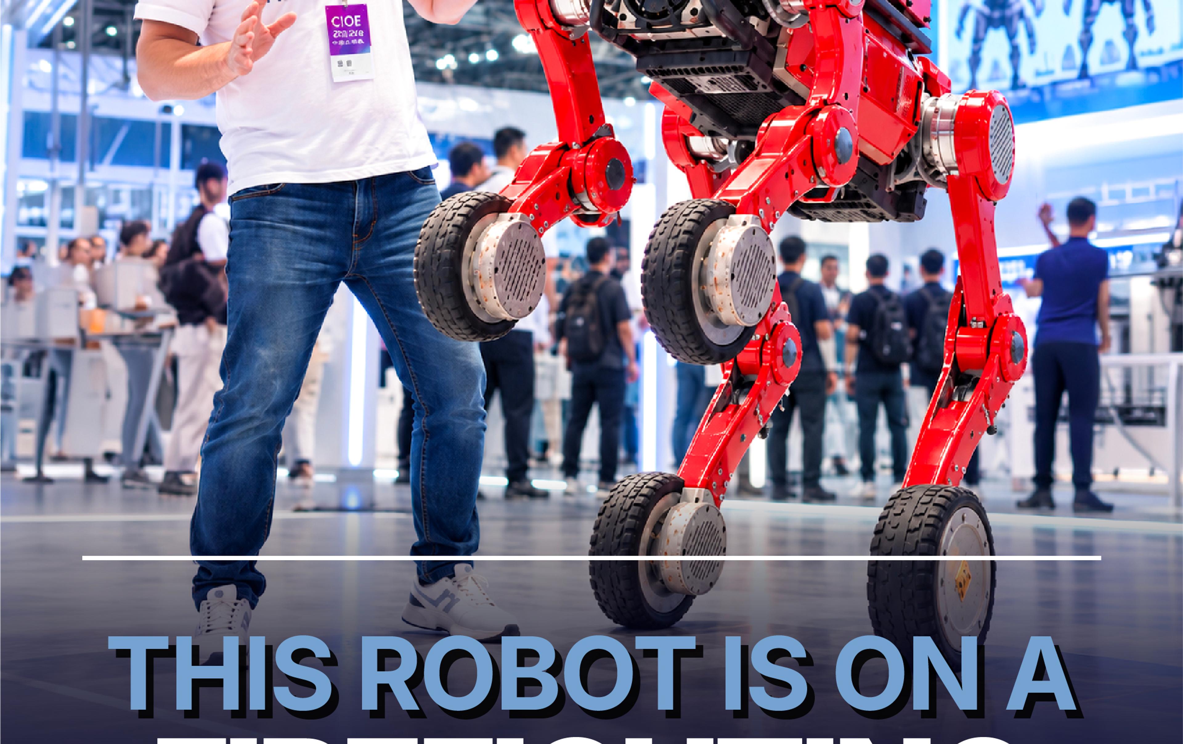 We Found a Wheel-Leg Firefighting Robot at CIOE 2026 🚒🤖