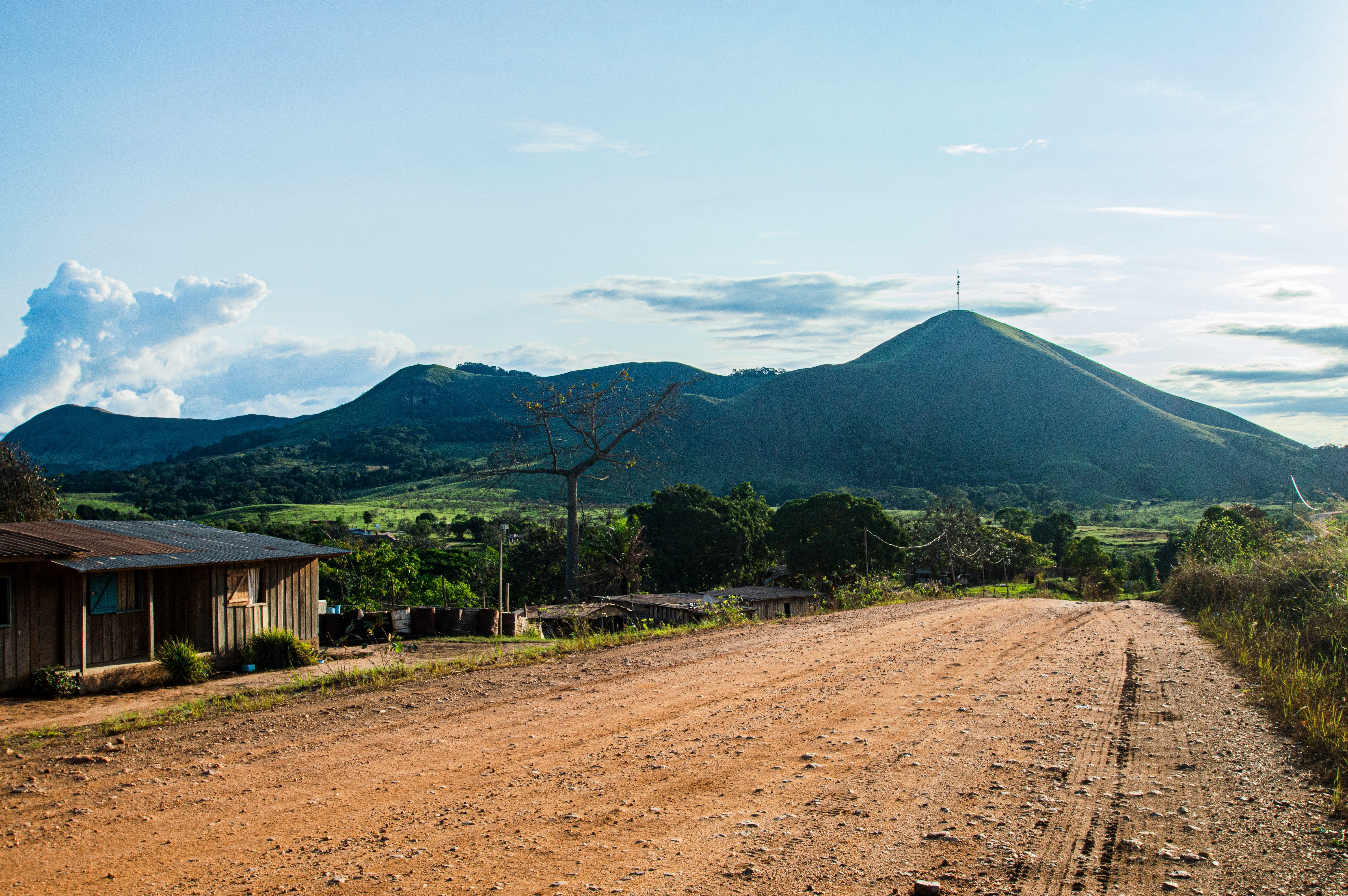 Country road in front of a mountain