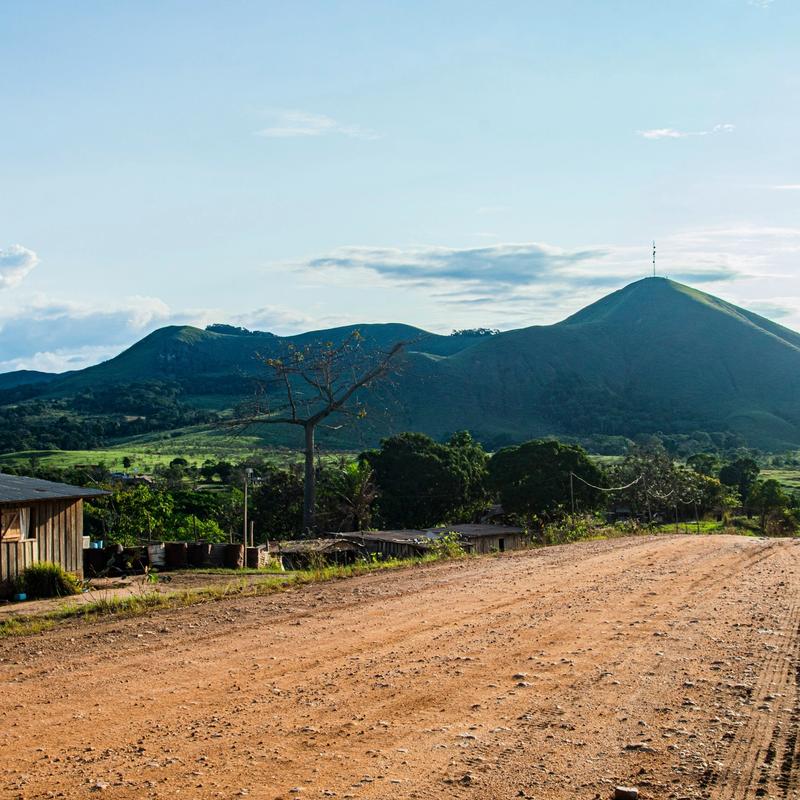 Country road in front of a mountain