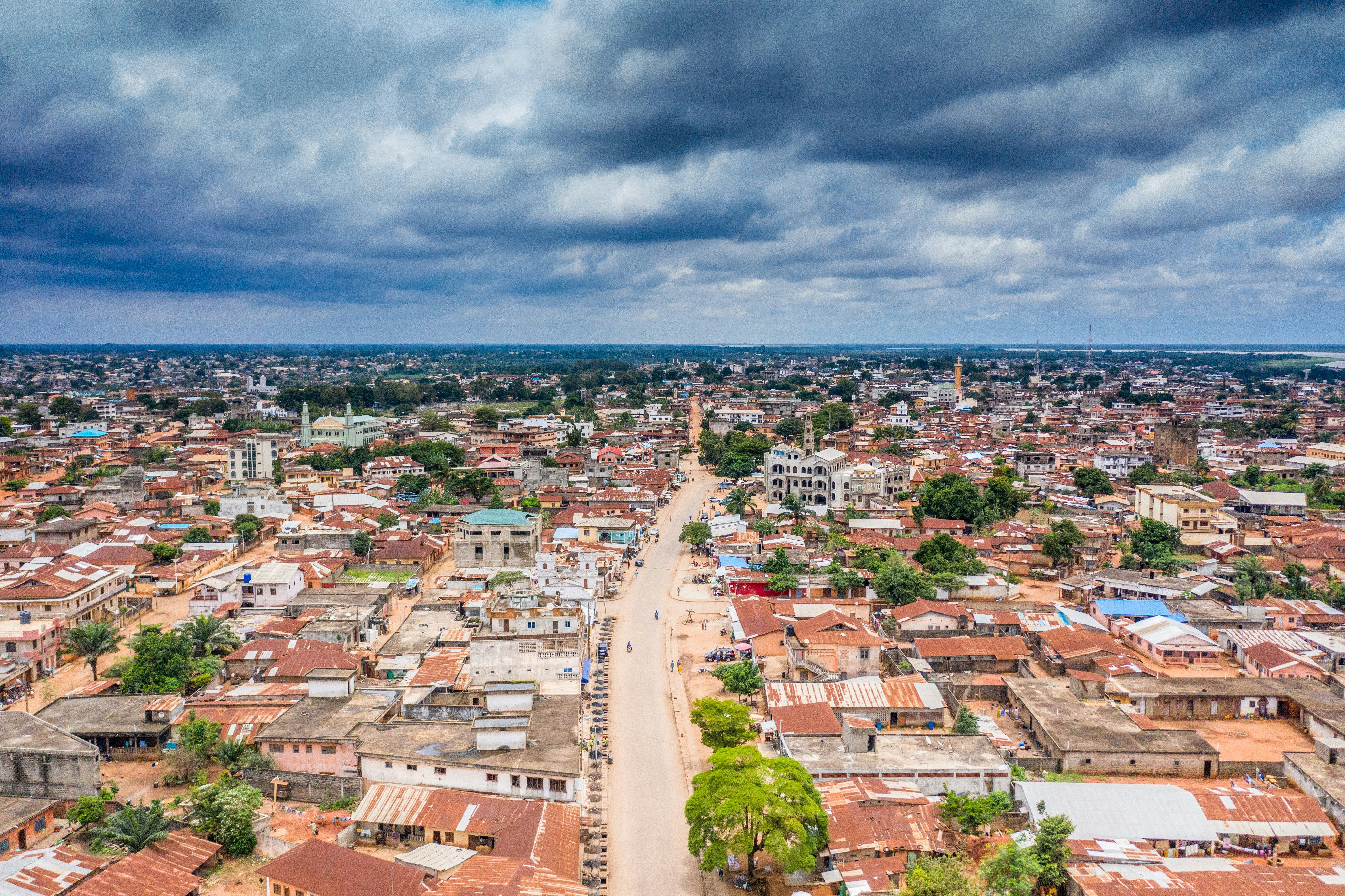 An aerial picture of Porto Novo in Benin