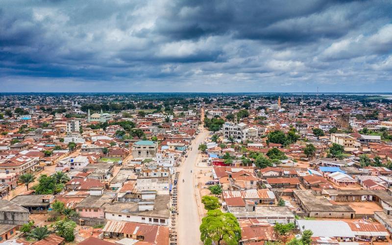 An aerial picture of Porto Novo in Benin