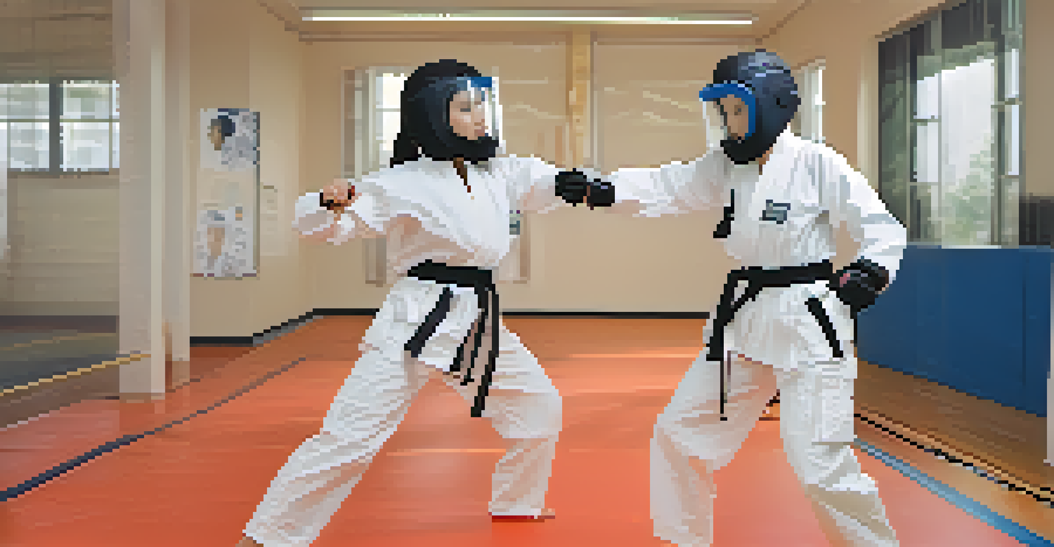 A woman practicing escape techniques with a partner in a training session, demonstrating a wrist escape maneuver in a bright and spacious training environment.