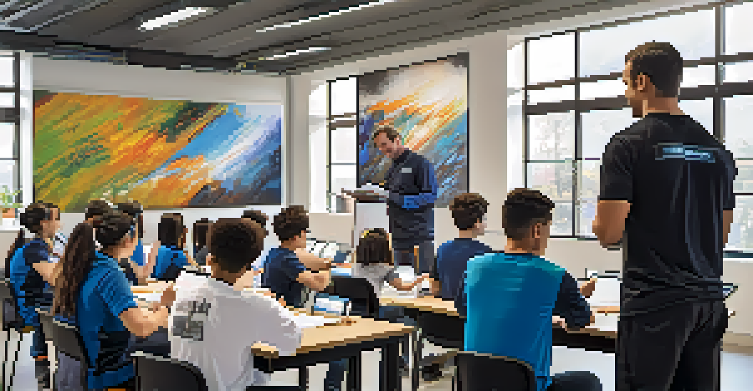 A martial arts instructor teaching students in a modern facility, showcasing the integration of technology and traditional training.