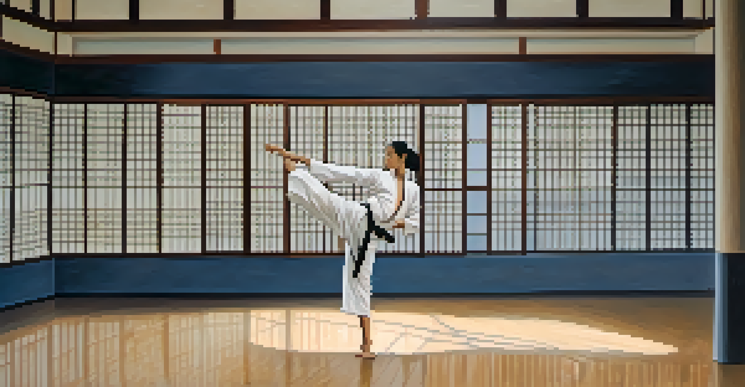 A split image of a martial artist kicking and a dancer stretching, highlighting their training environments.