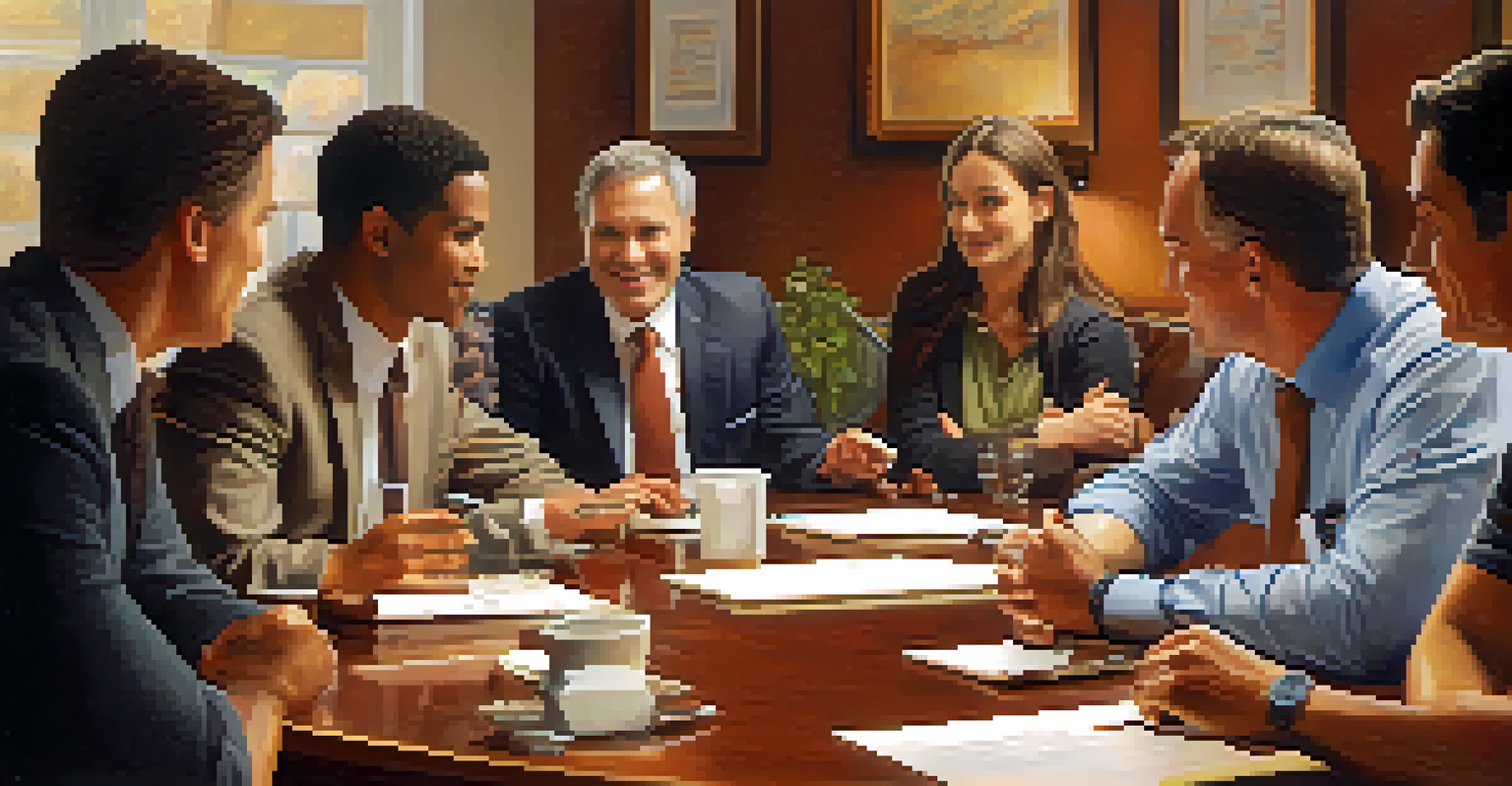 A leader discussing ideas with a diverse team around a table, promoting collaboration and respect.