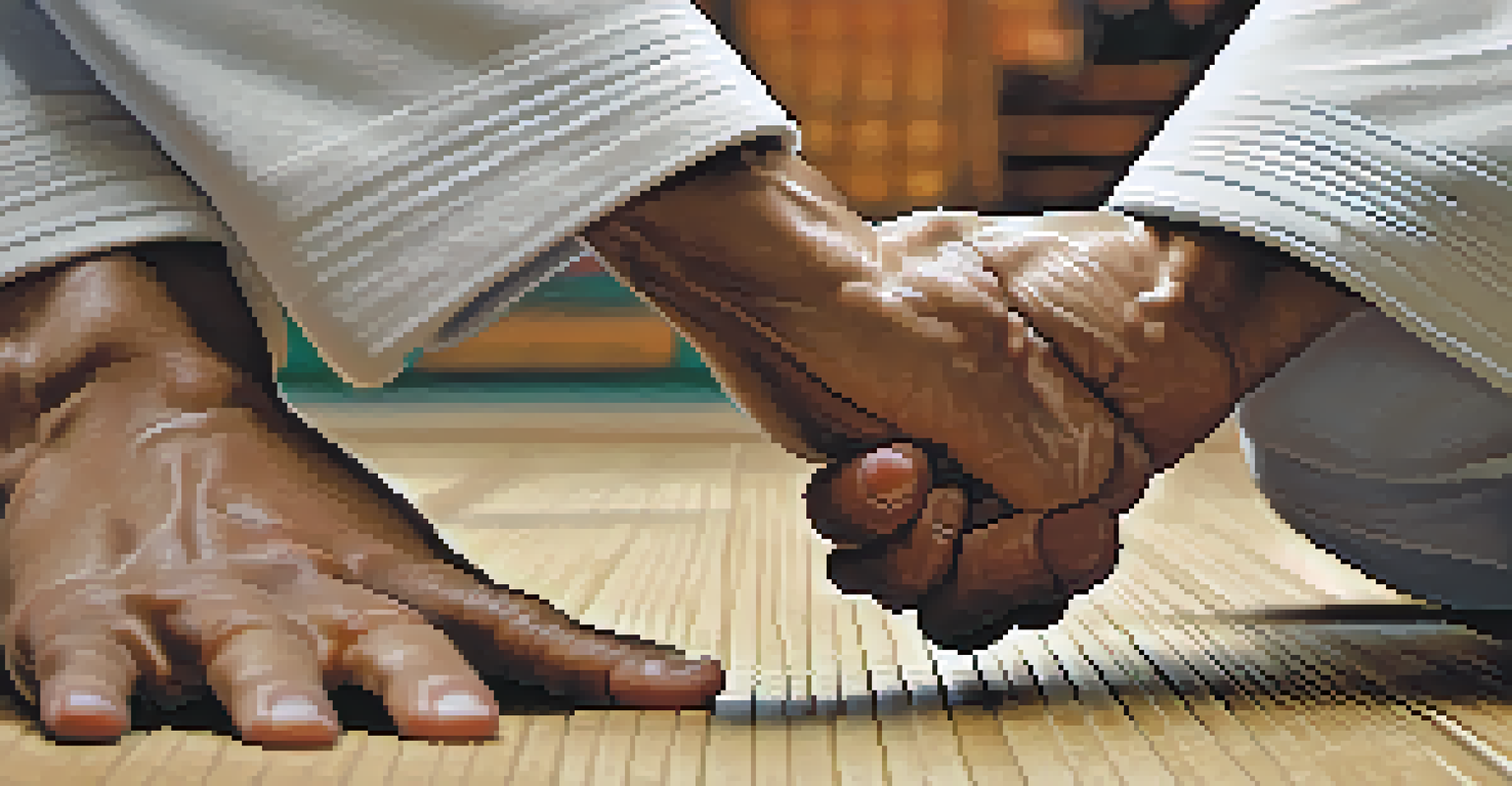A close-up of hands executing a martial arts technique, capturing the strength and precision of the movement.