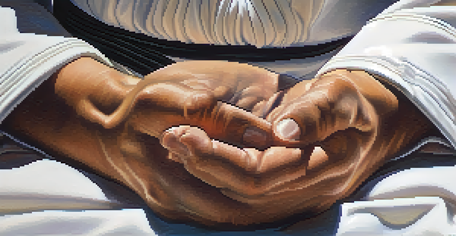 Close-up of a martial artist's hands in a meditative pose, emphasizing breathing techniques.