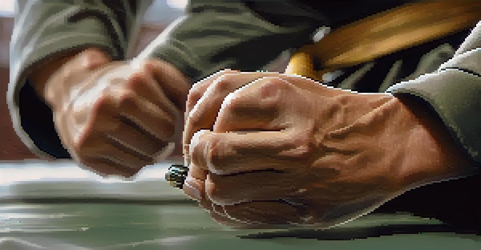 A close-up of hands demonstrating a joint lock technique in a martial arts dojo.
