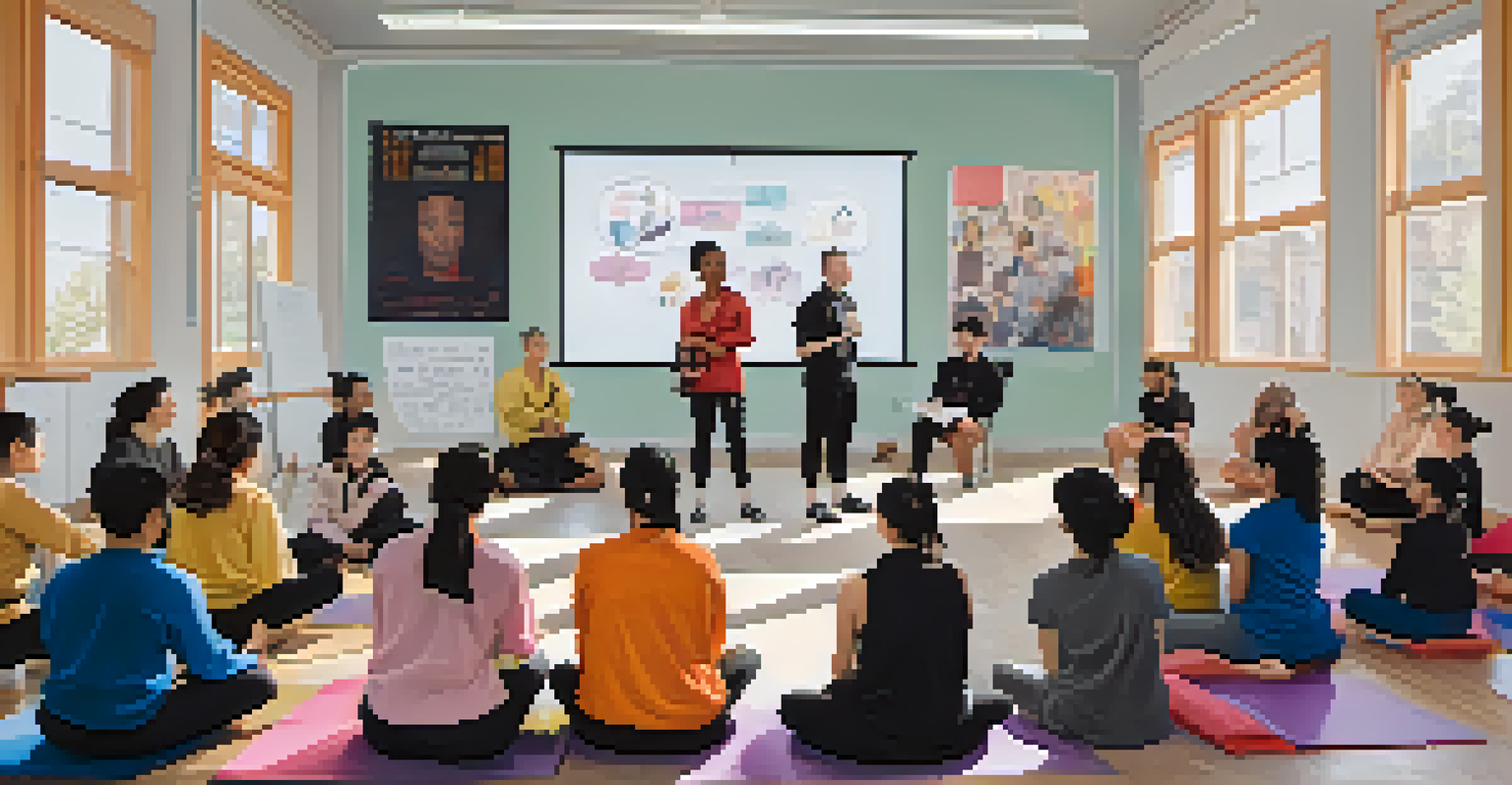 Martial arts instructors participating in a workshop on gender diversity, fostering an inclusive training environment.