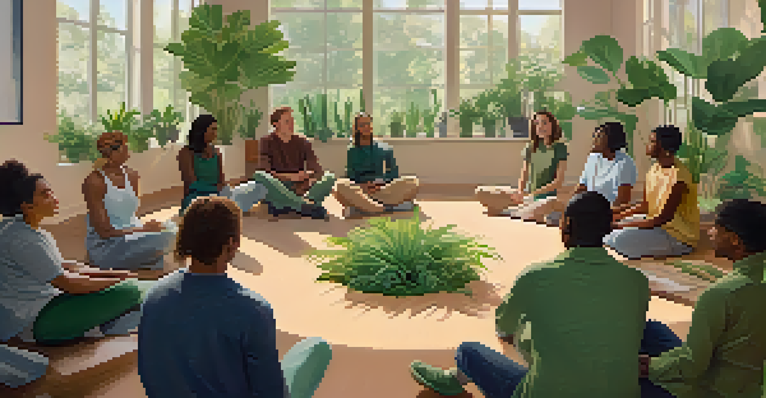 A diverse group of individuals sitting in a circle, actively engaged in listening during a conflict resolution discussion.