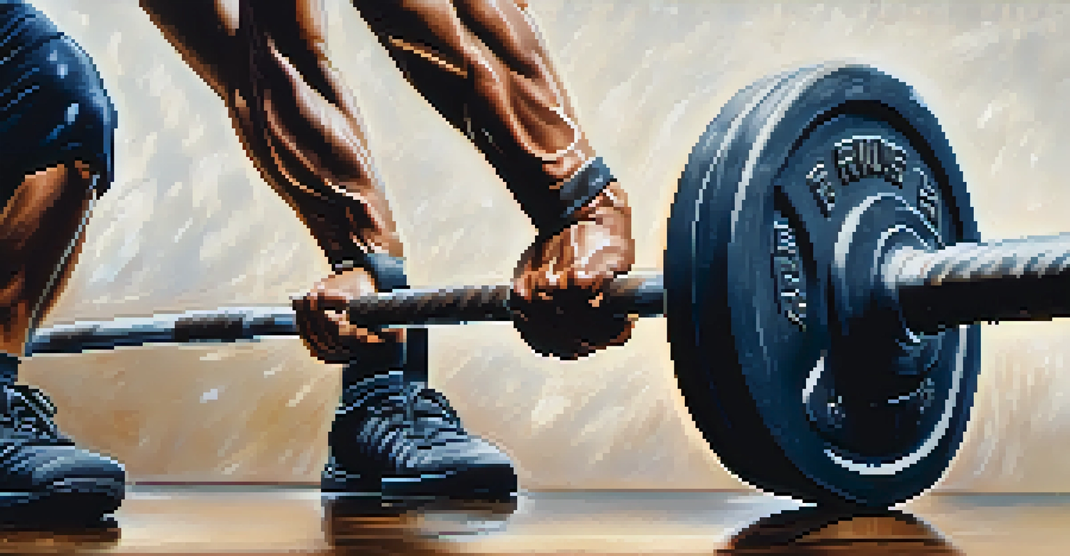 A close-up of hands gripping a barbell with visible sweat, emphasizing strength training.