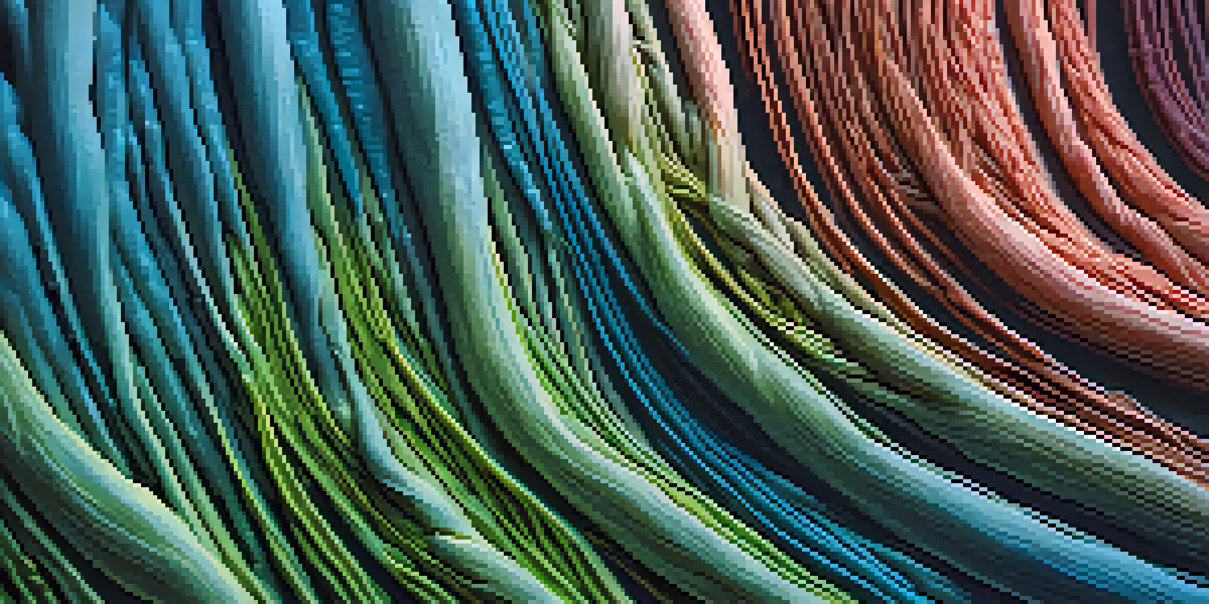 A microscopic view of human muscle fibers, highlighting the differences between slow-twitch and fast-twitch fibers, with a soft blue and green color palette.