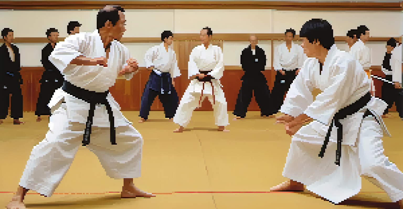 Close-up of two Aikido practitioners training together, showcasing their expressions of concentration and respect.
