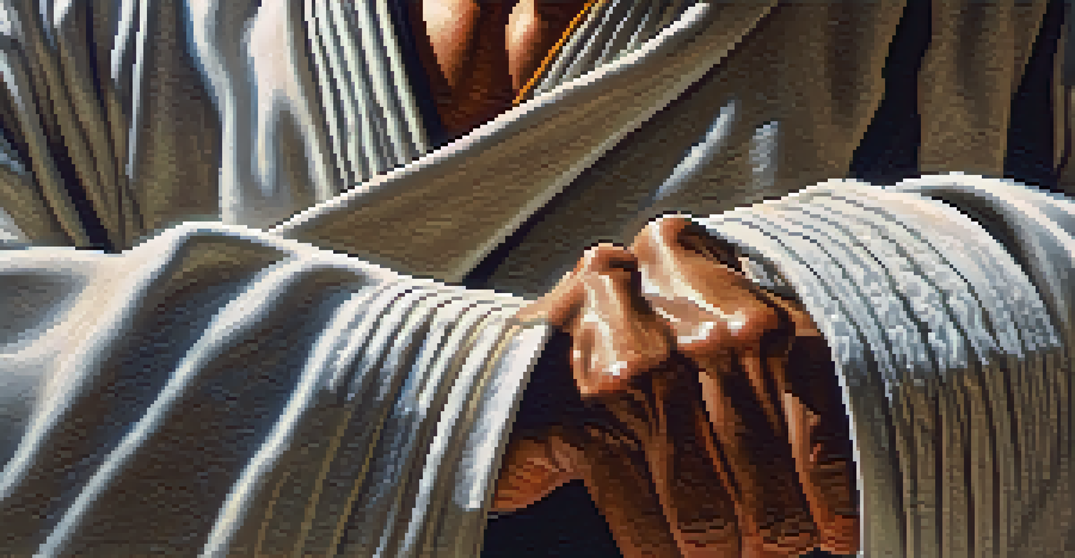 Close-up of a hand blocking during martial arts training.