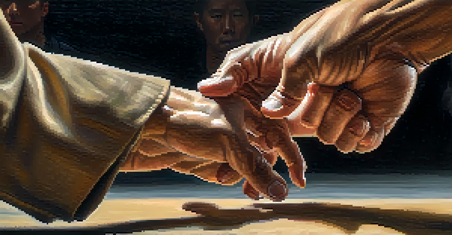 Close-up of hands practicing Wing Chun's 'sticky hands' technique, highlighting the focus and concentration of the practitioners.