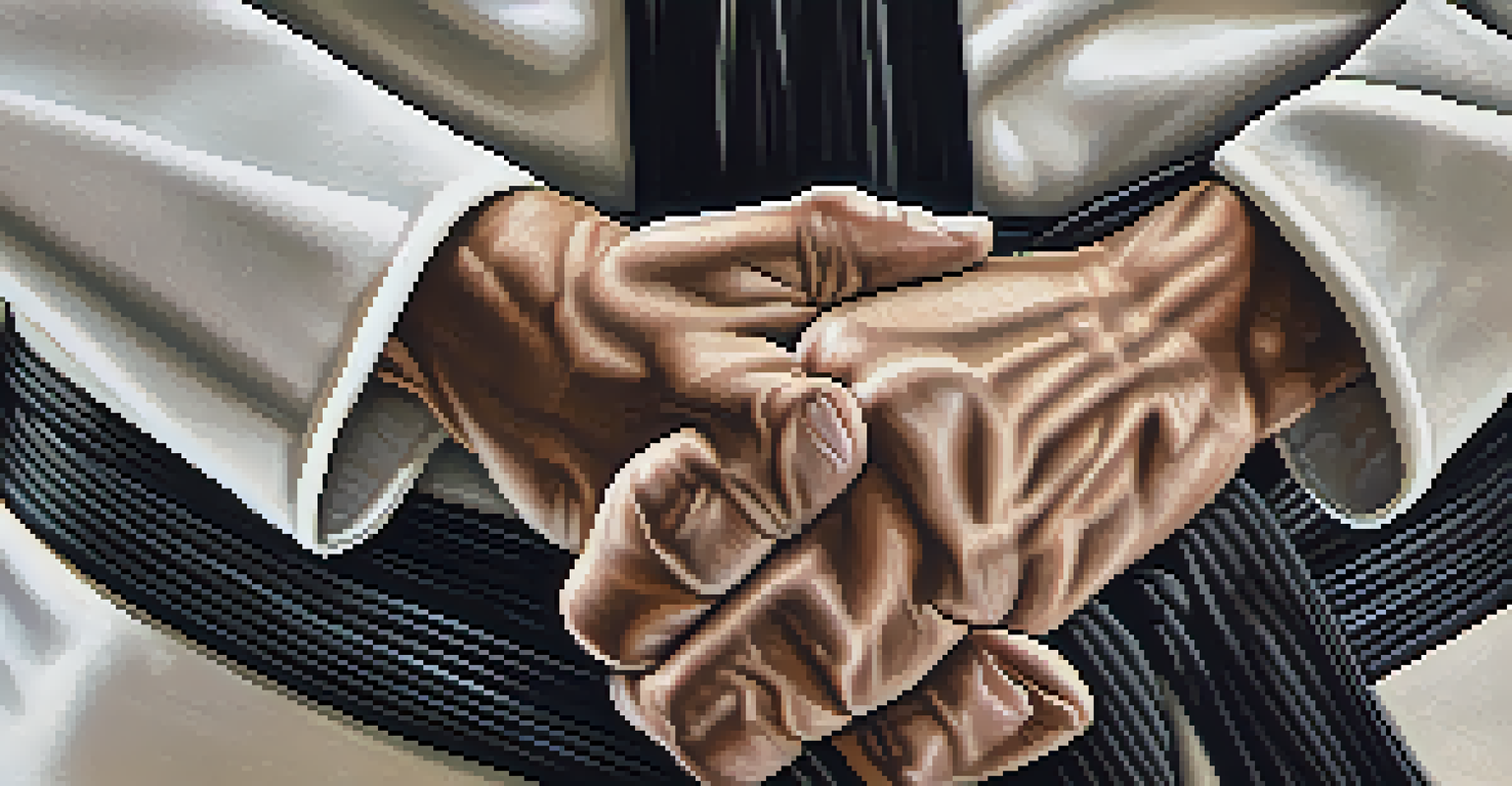 A close-up of a martial artist's hands holding a black belt, showcasing the texture and the determination in the background.