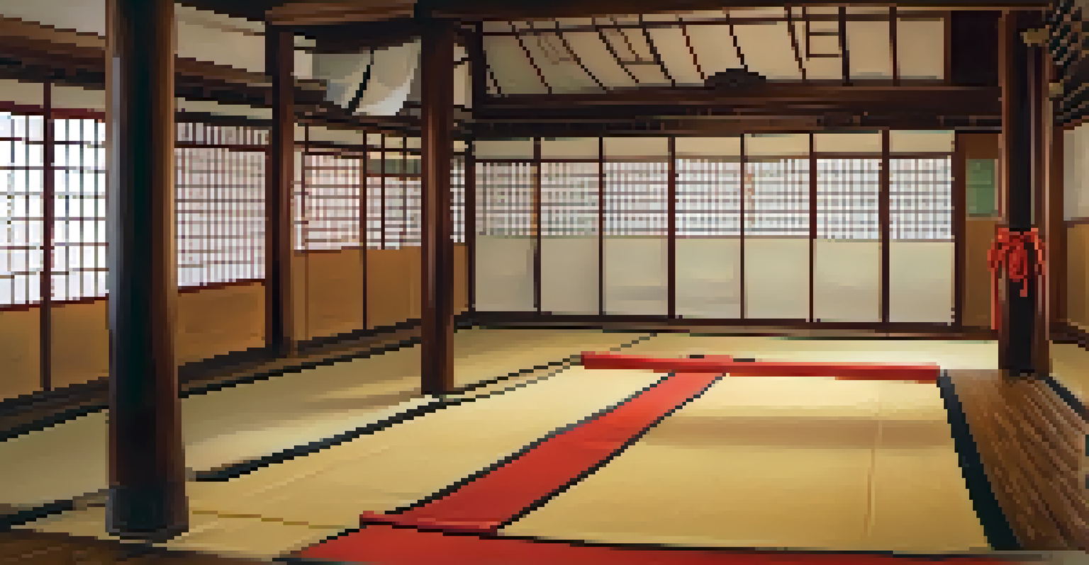 Students bowing respectfully at the entrance of a martial arts dojo, embodying respect and humility.