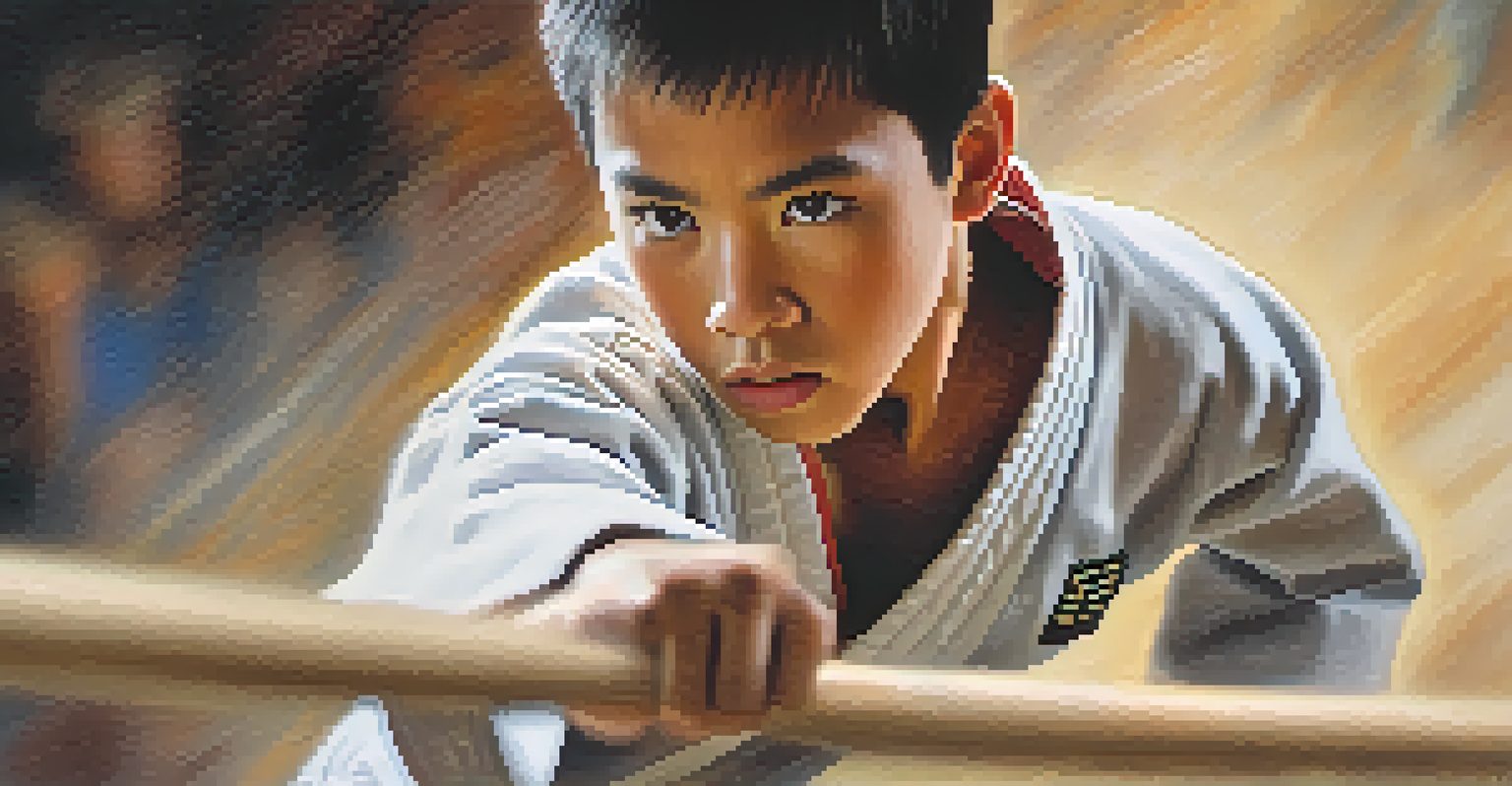 A young martial artist executing a powerful kick to break a wooden board, capturing the moment of impact.