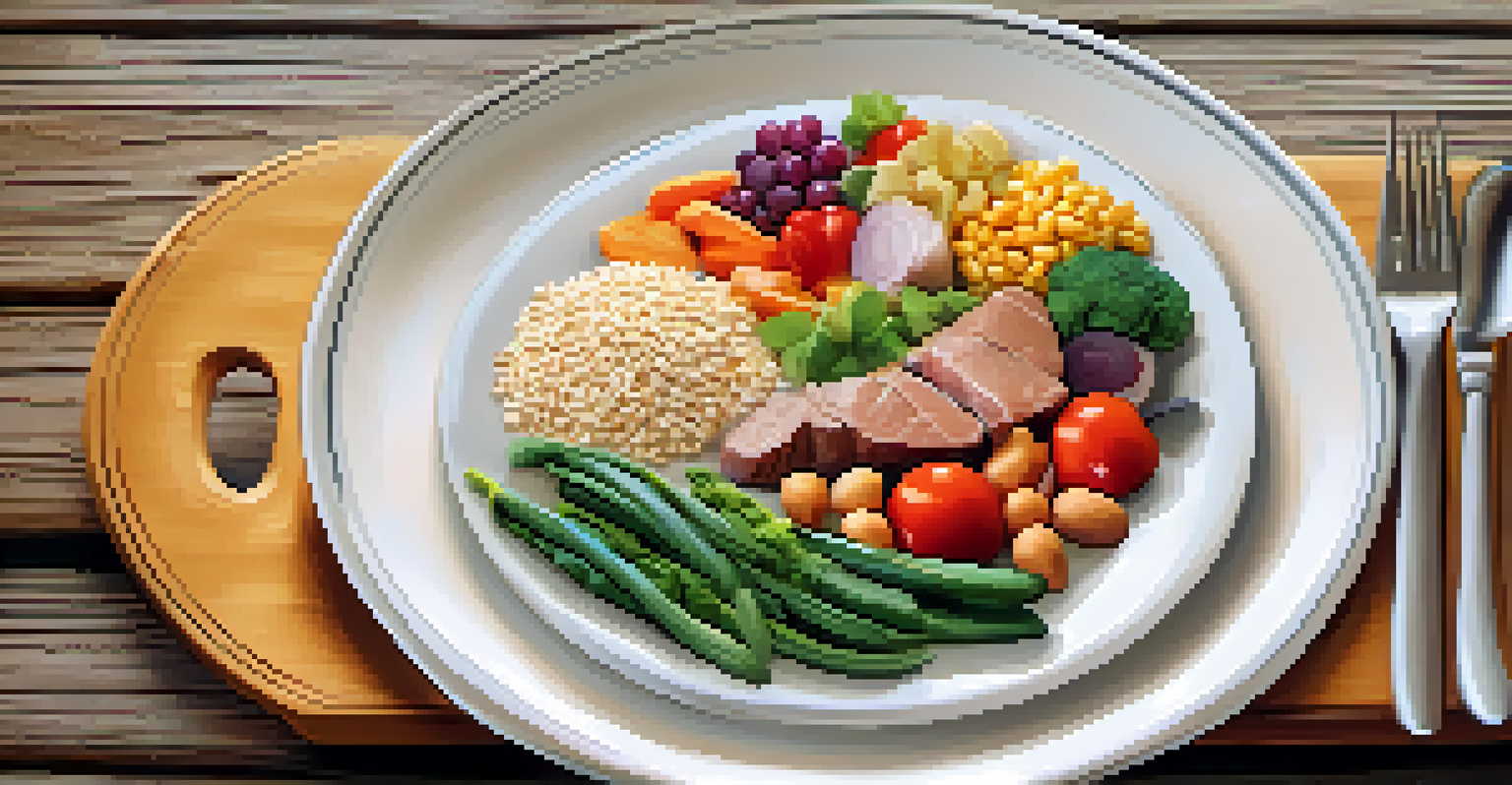 A balanced meal for muscle training, featuring lean proteins, vegetables, and whole grains on a rustic wooden table.