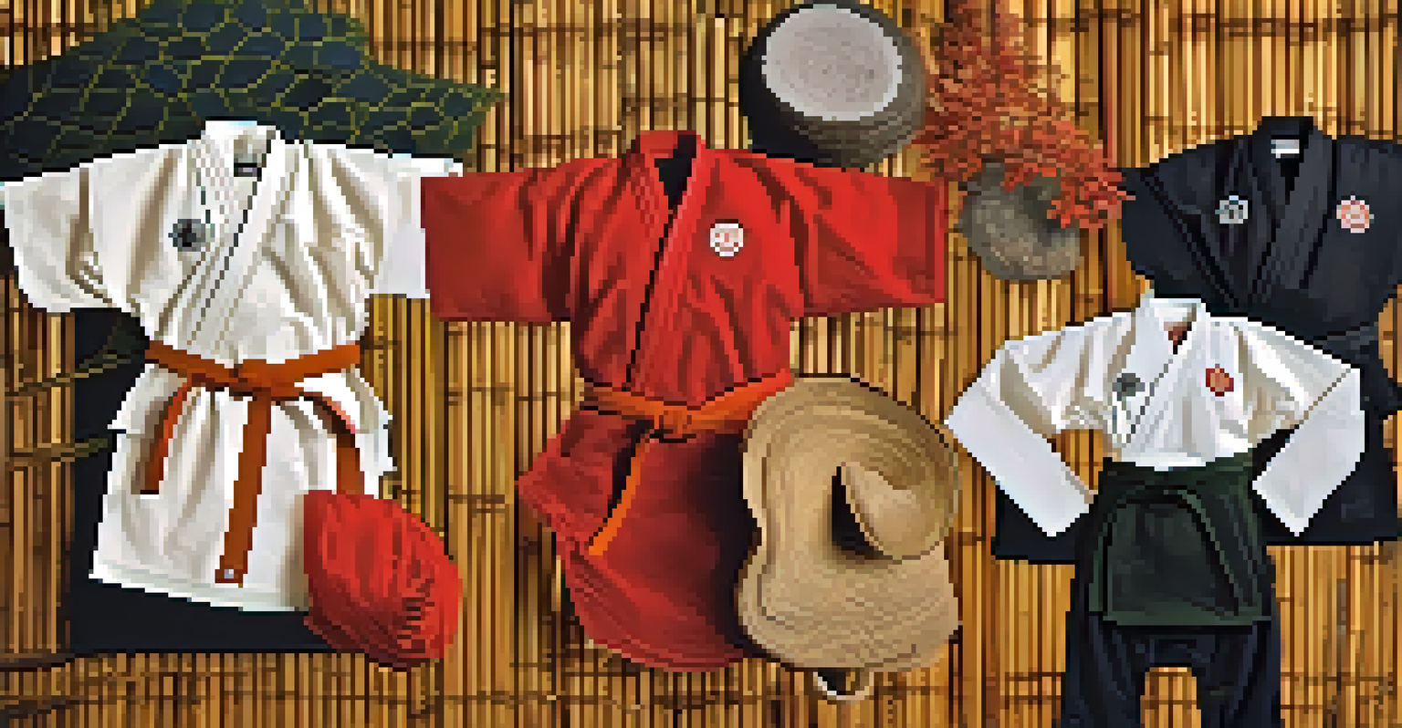 Close-up of eco-friendly martial arts uniforms made from sustainable materials, displayed with natural elements.