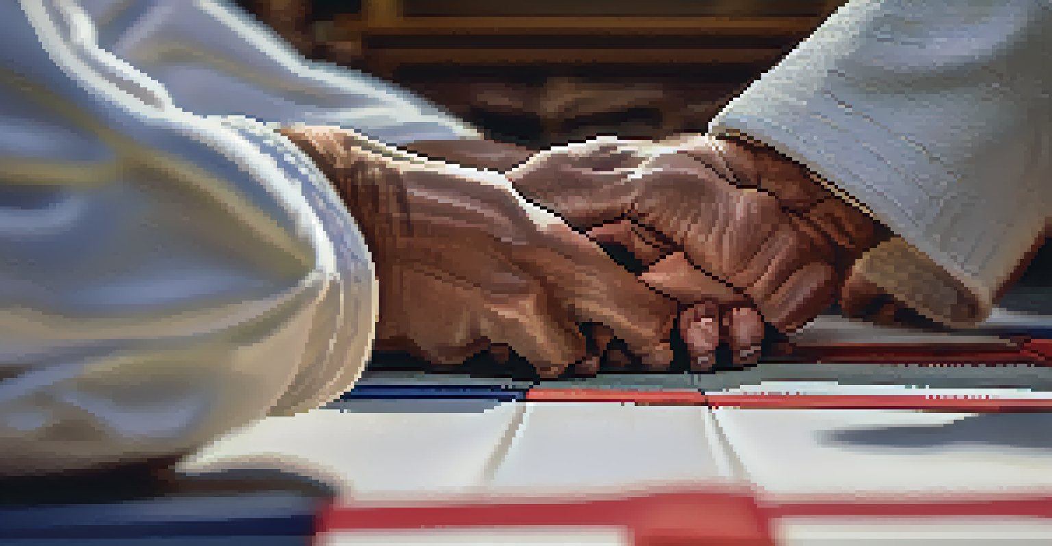 A close-up of a Brazilian Jiu-Jitsu practitioner's hands gripping a gi during training, showcasing intensity and focus.
