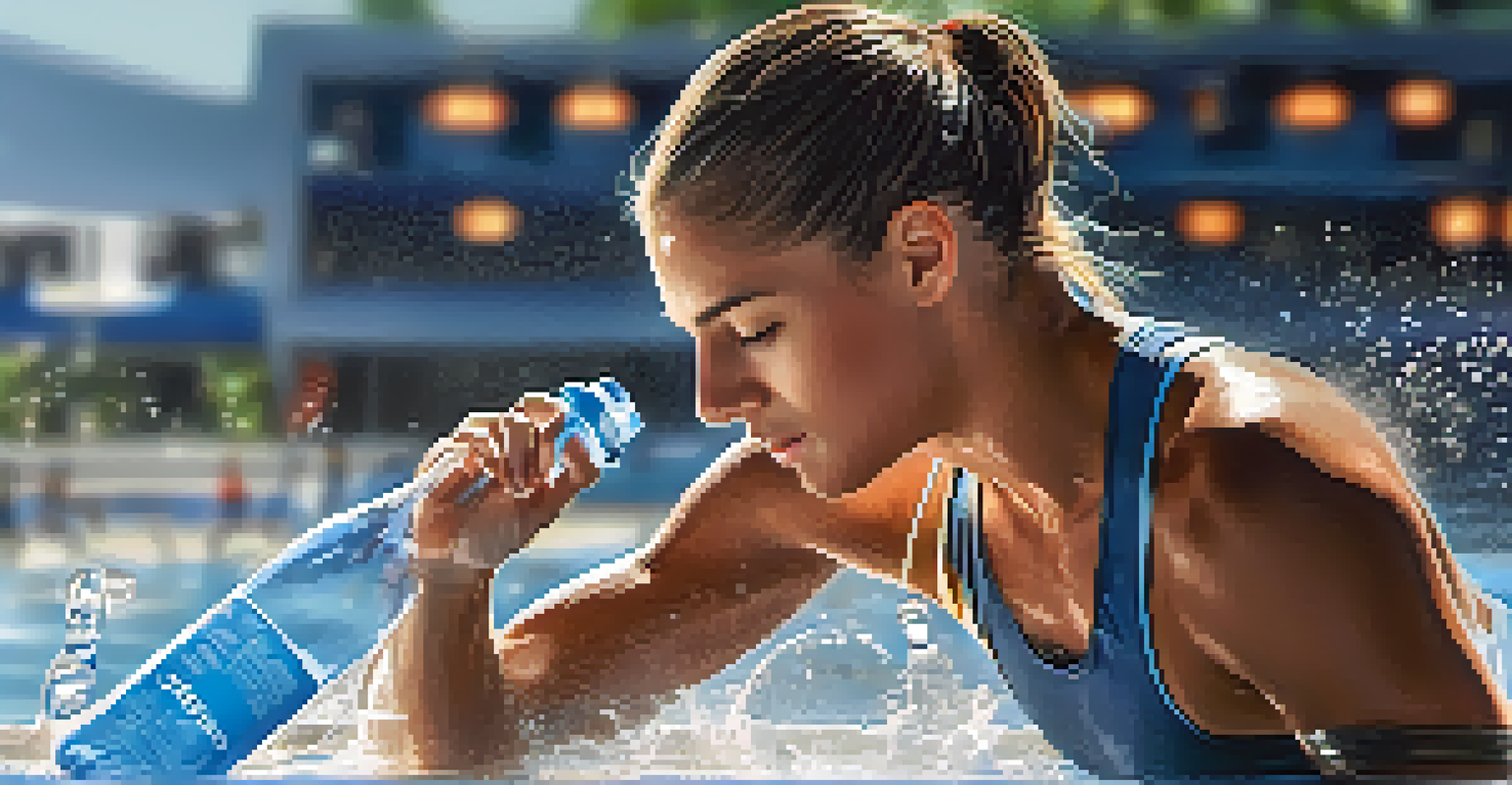 An athlete drinking water in a training area, highlighting the importance of hydration.