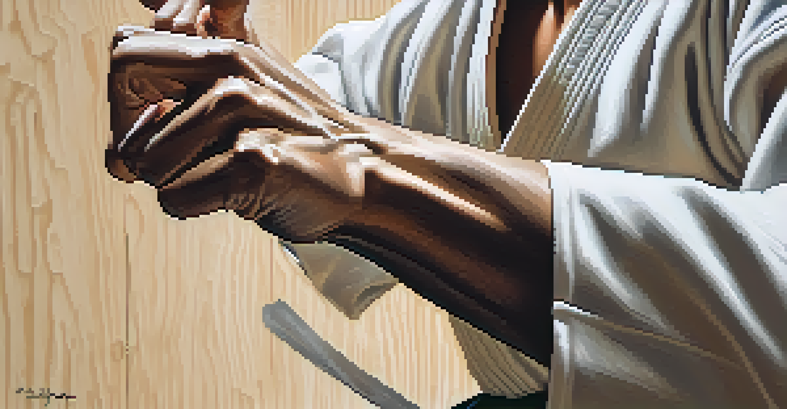 Close-up of a karate practitioner's hand executing a precise punch, showcasing their intensity and focus.