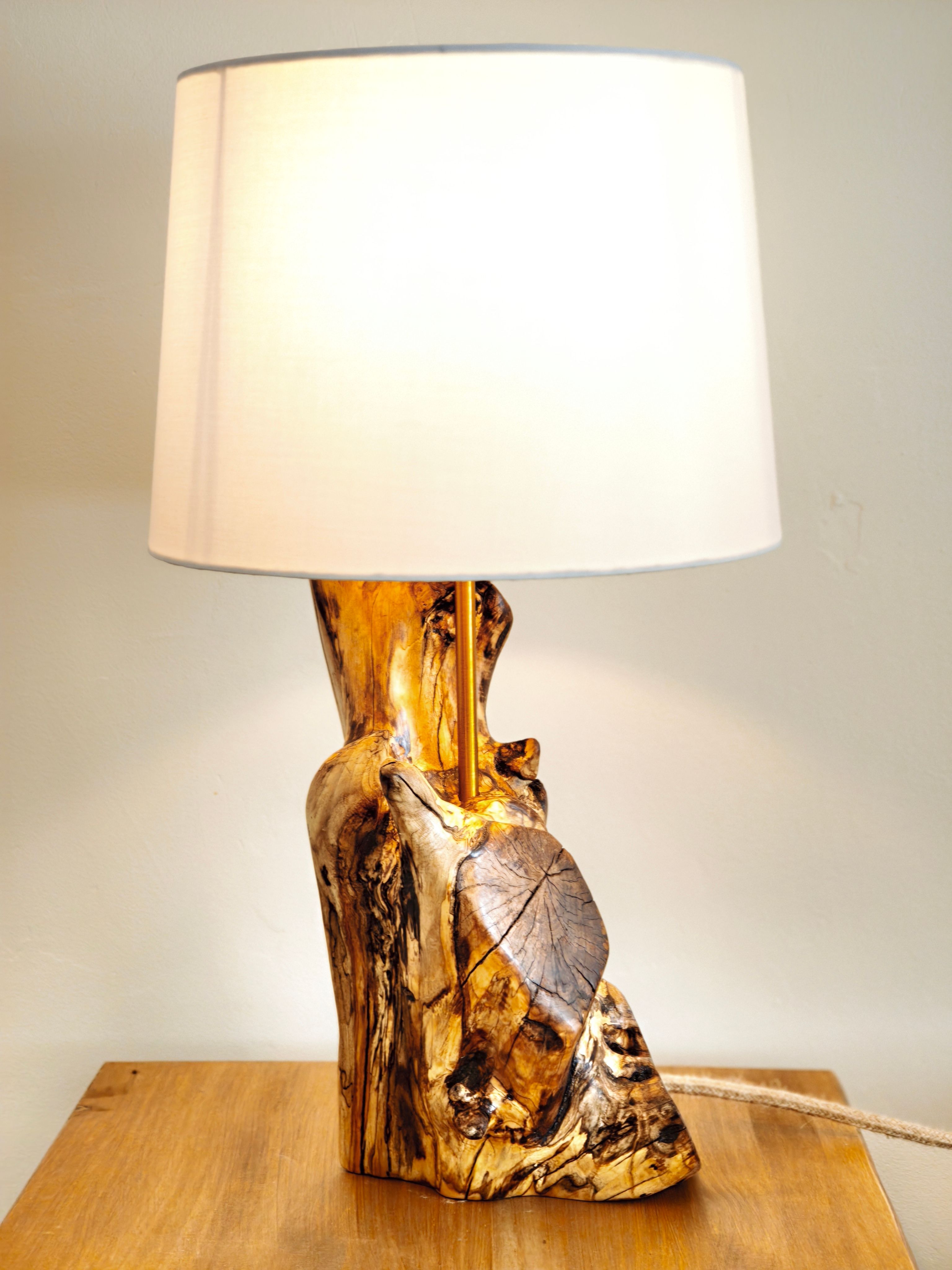 Olivo Desktop, olive wood table lamp