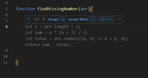 Github copilot provides code completion