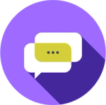 An icon of a teal bubble with a question mark in the middle for the FAQ page