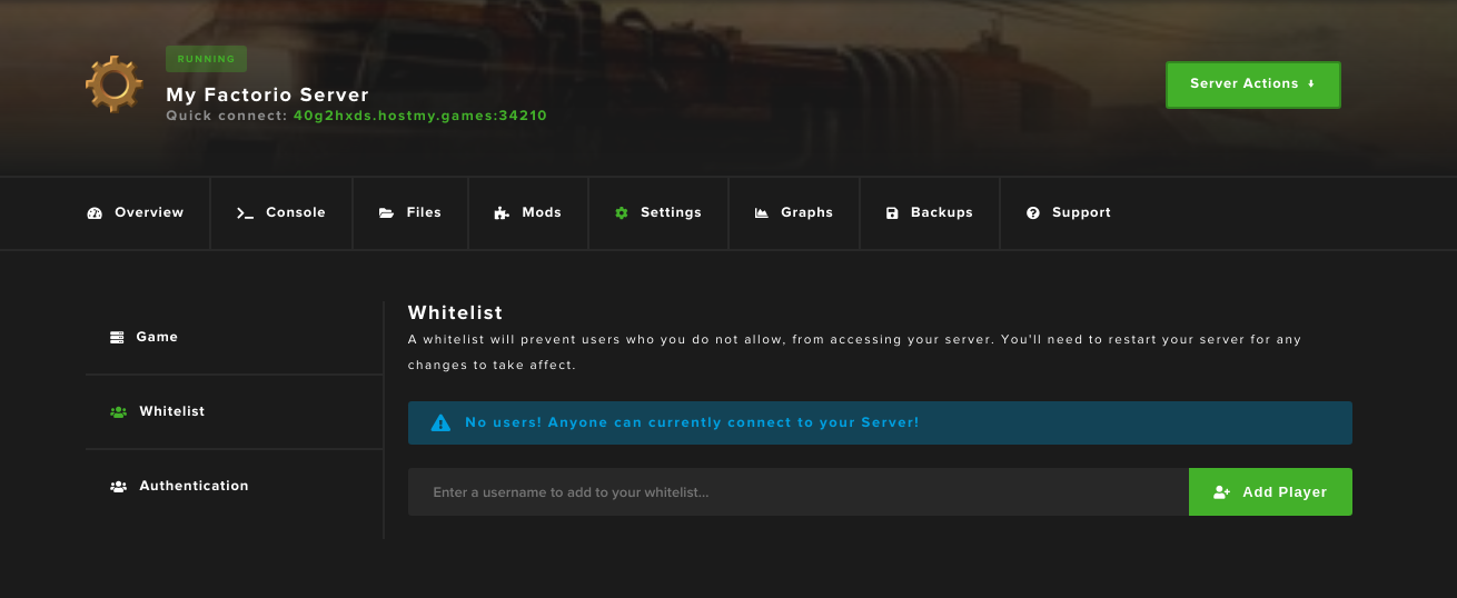 How to Whitelist Players on Your Factorio Server - Knowledgebase - Shockbyte
