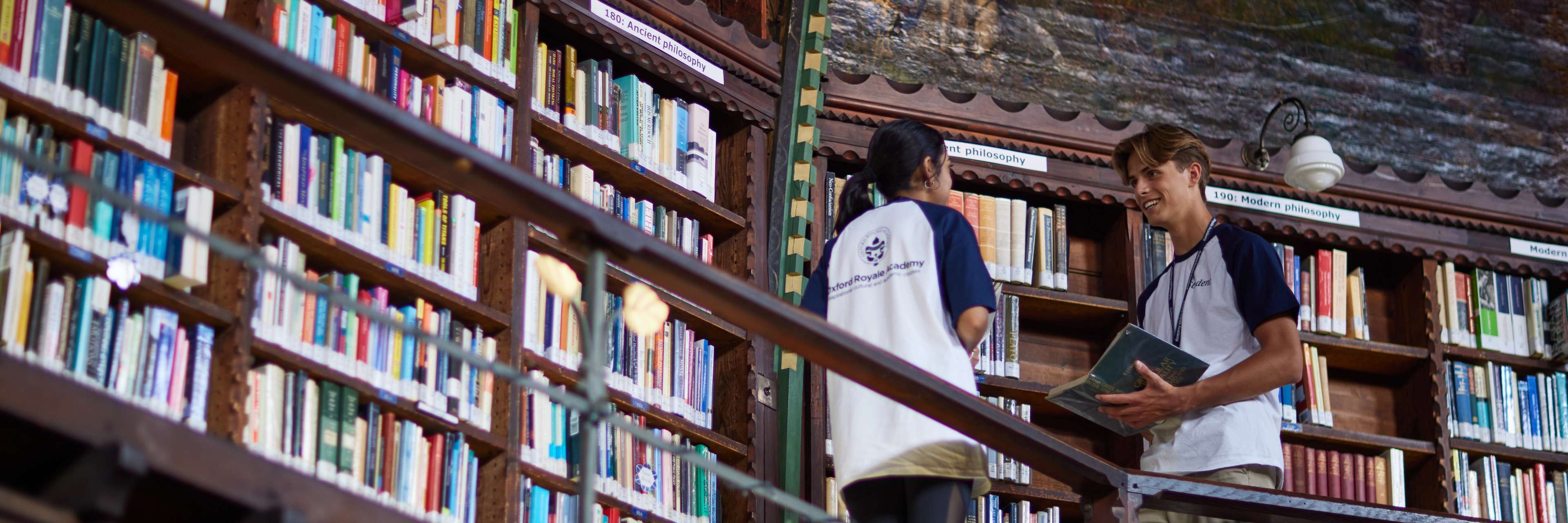 Oxford Royale students engaging in a class in Oxford Union library
