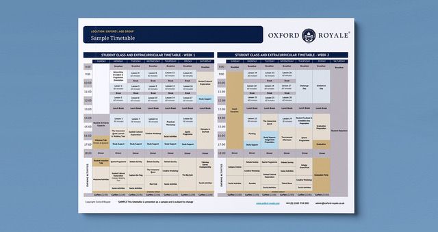 Oxford Royale Timetable