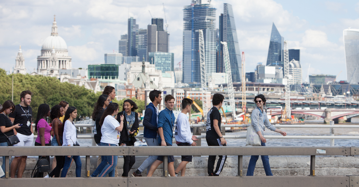 Student walking in central London