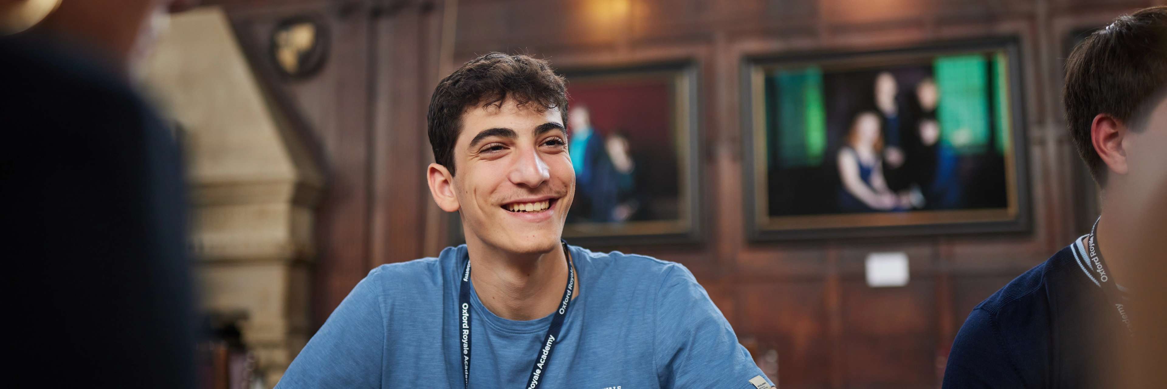 Oxford Royale students engaging in a class in a library