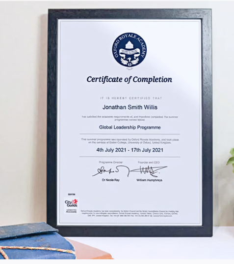 Oxford Royale Certificate