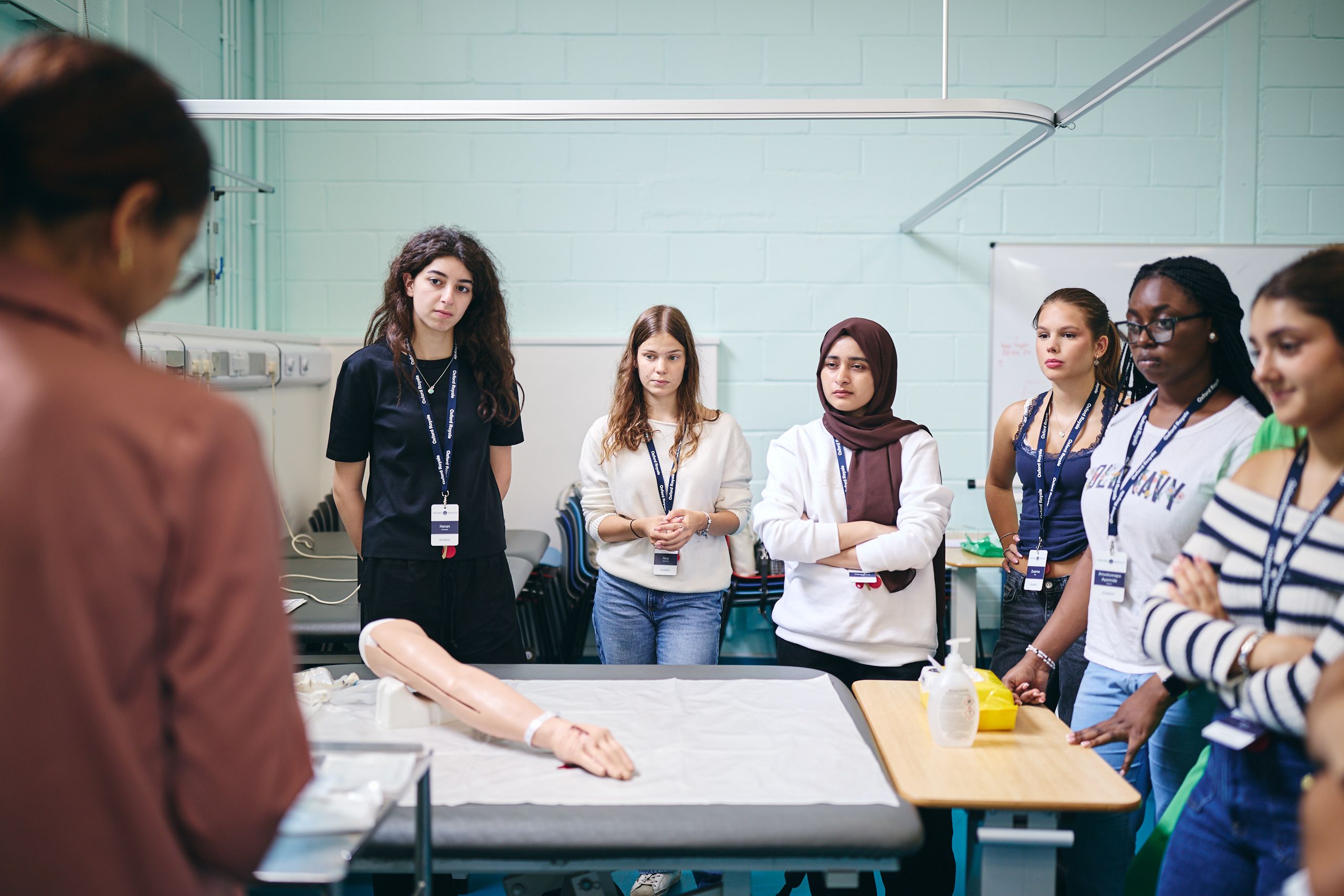 Teacher speaking to students