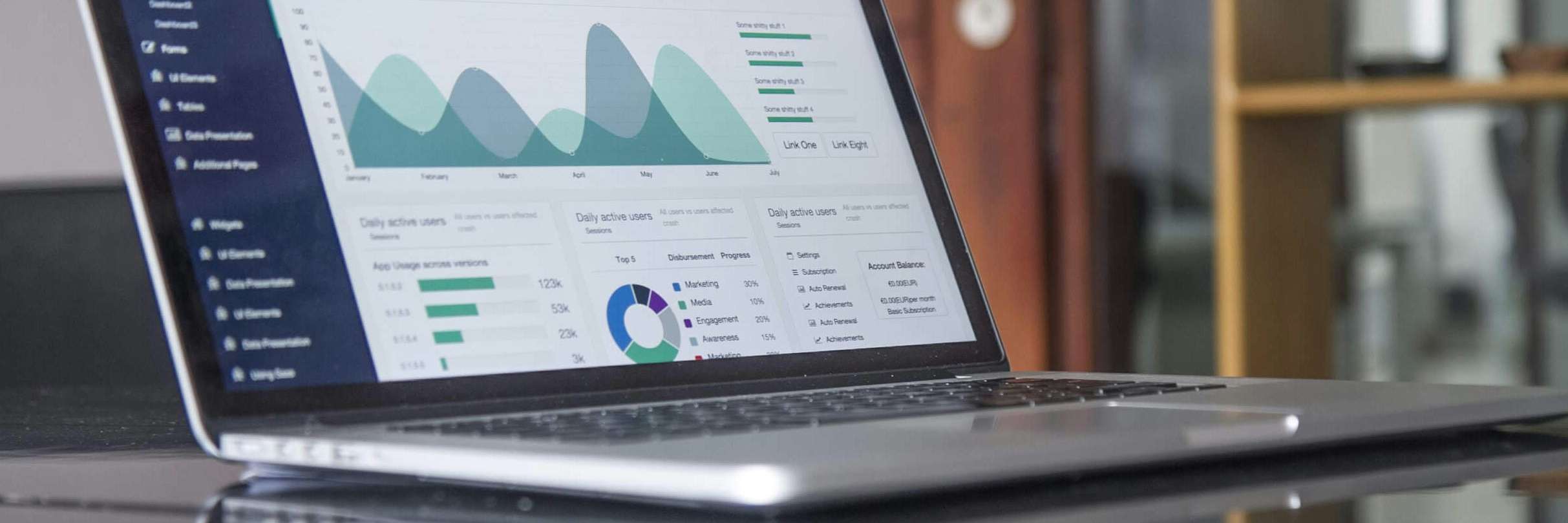 Laptop open on a desk