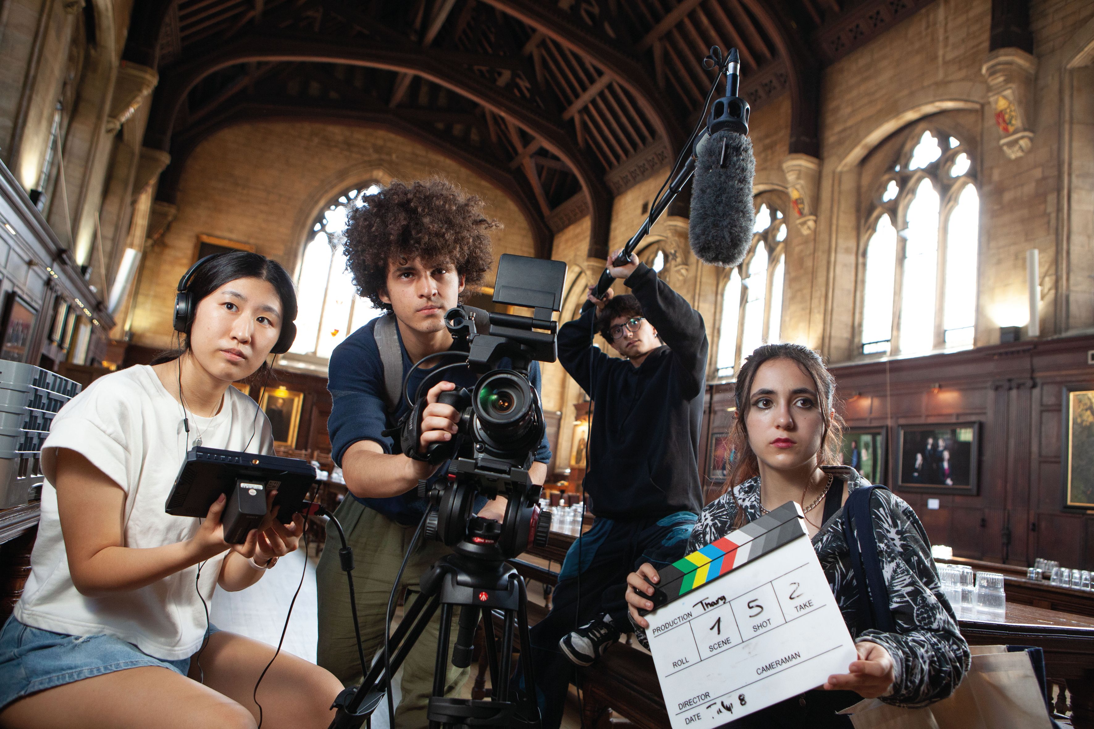 Oxford Royale students setting up their cameras as part of their Film Academy Course