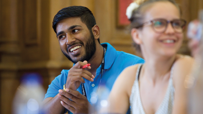 Engaged student smiling