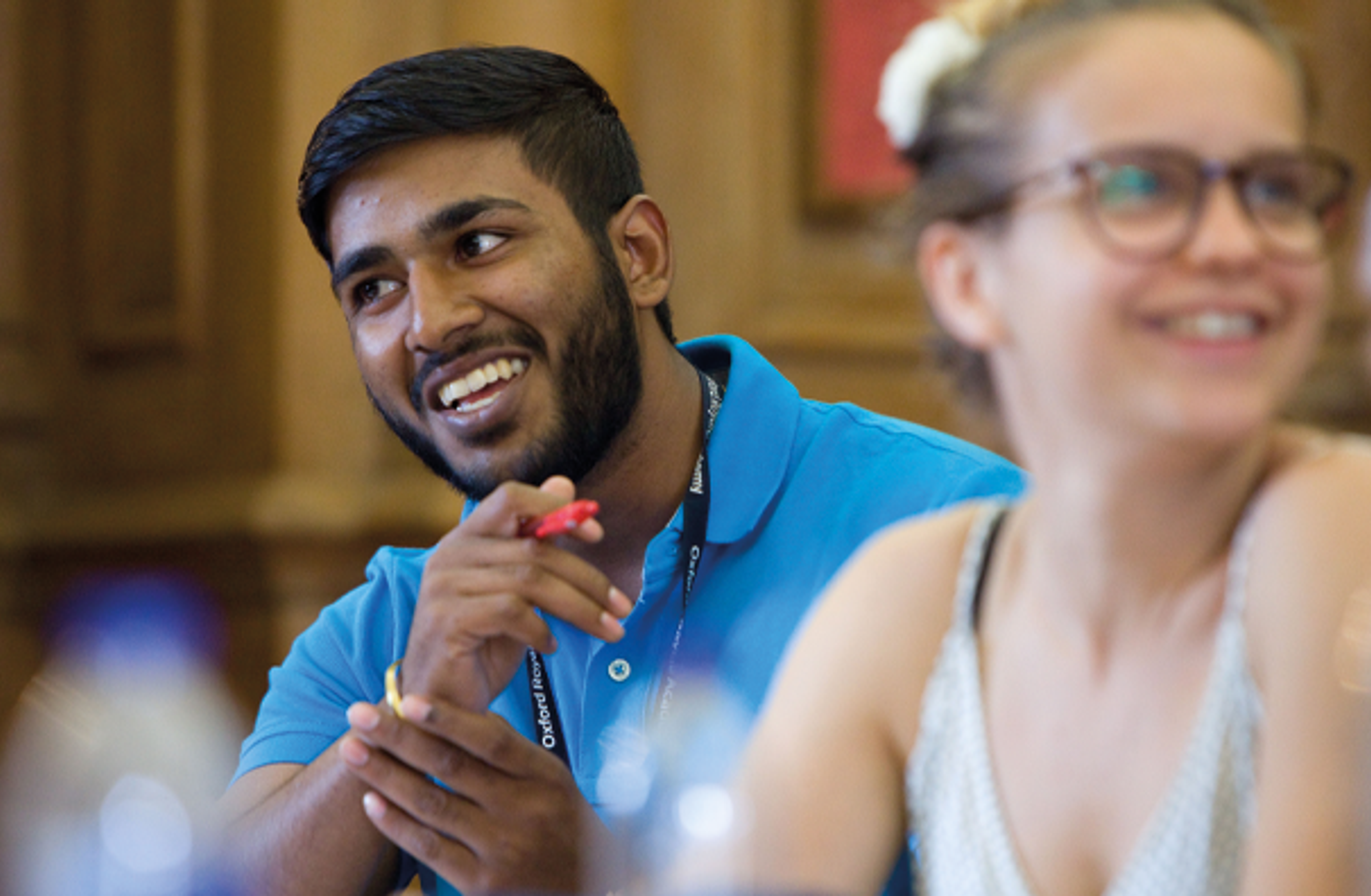 Engaged student smiling