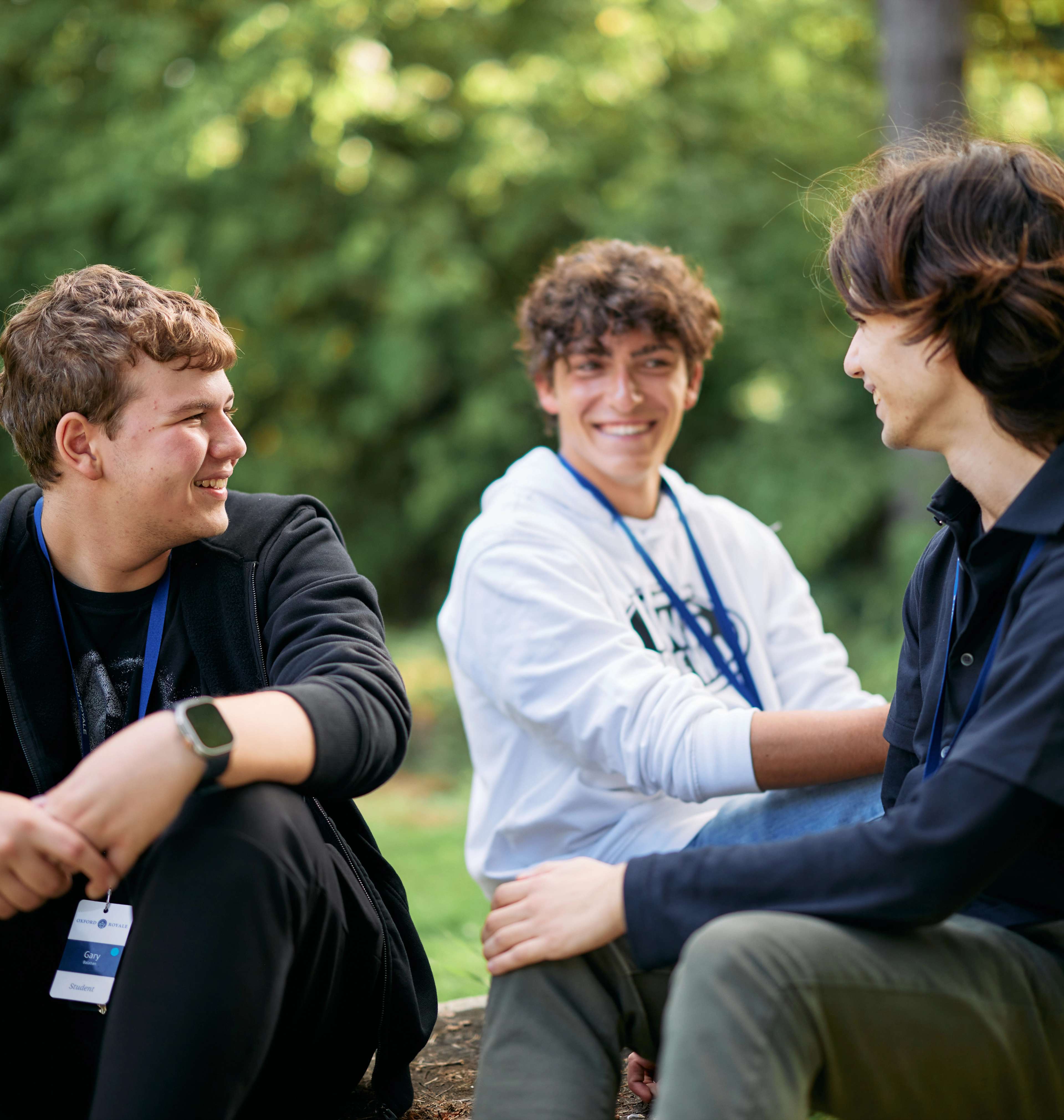 Oxford Royale students talking on the lawn