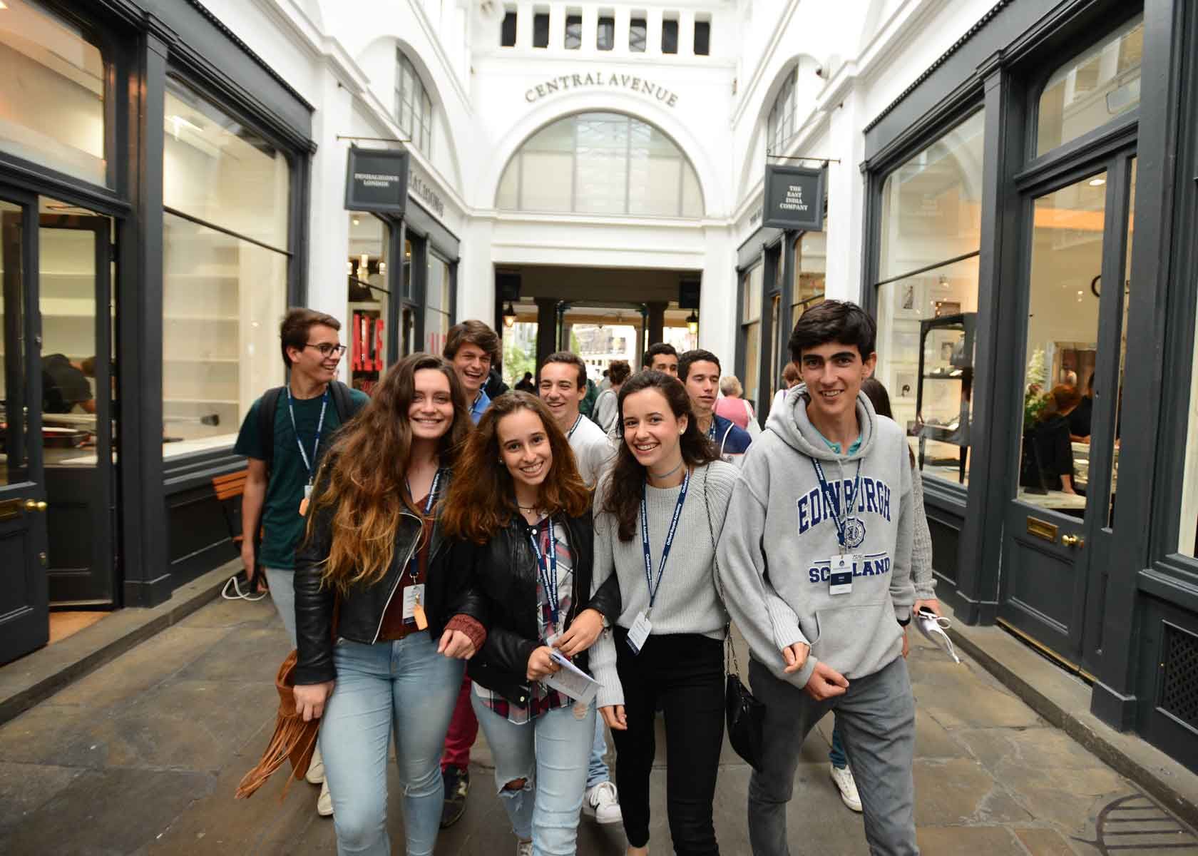 Group of students walking towards camera